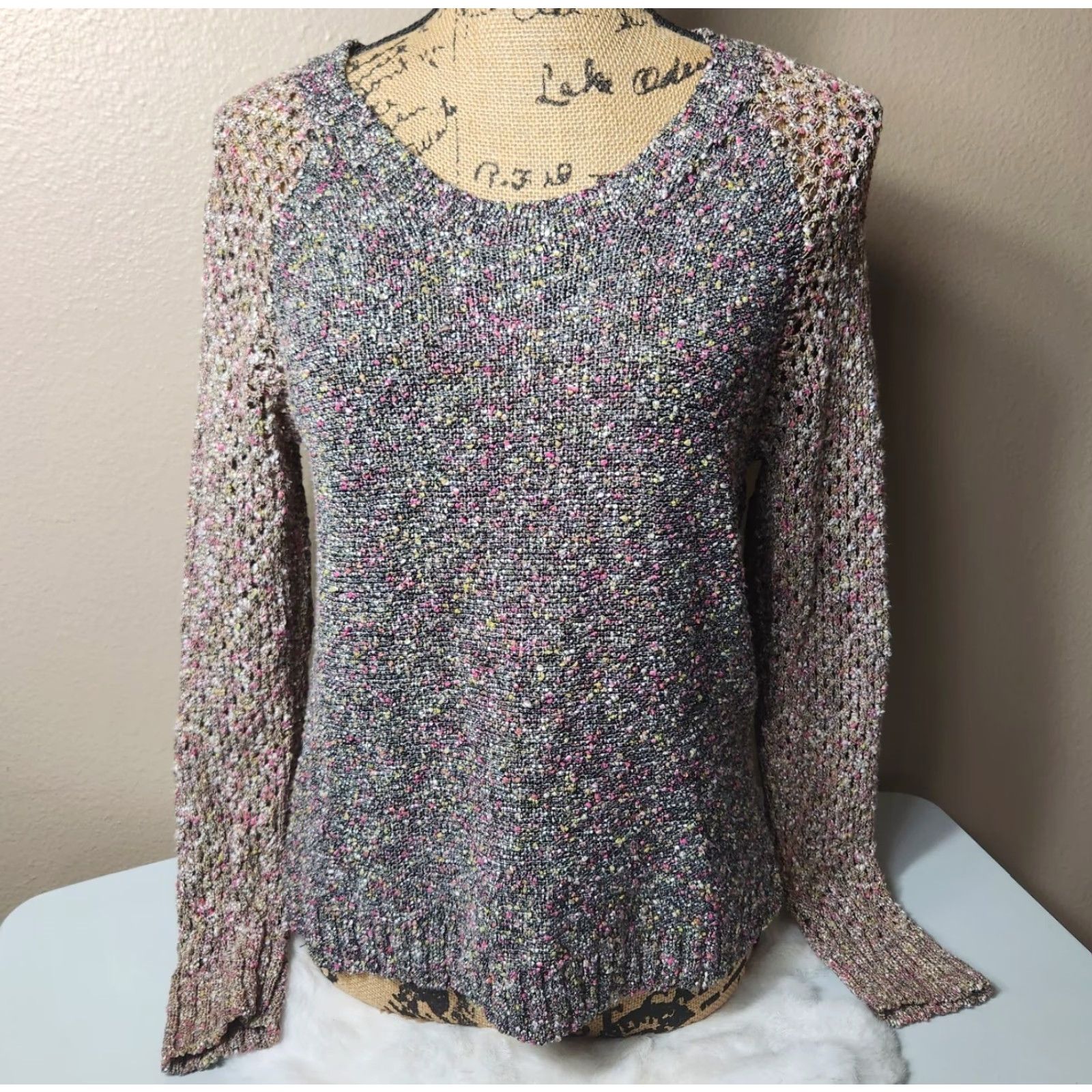 Rag & Bone rag & bone Confetti Open Knit Raglan Sleeve Pullover-Size M Women Knit Medium weight Round Neck Multicolor Size M / US 6-8 / IT 42-44 - 2 Thumbnail