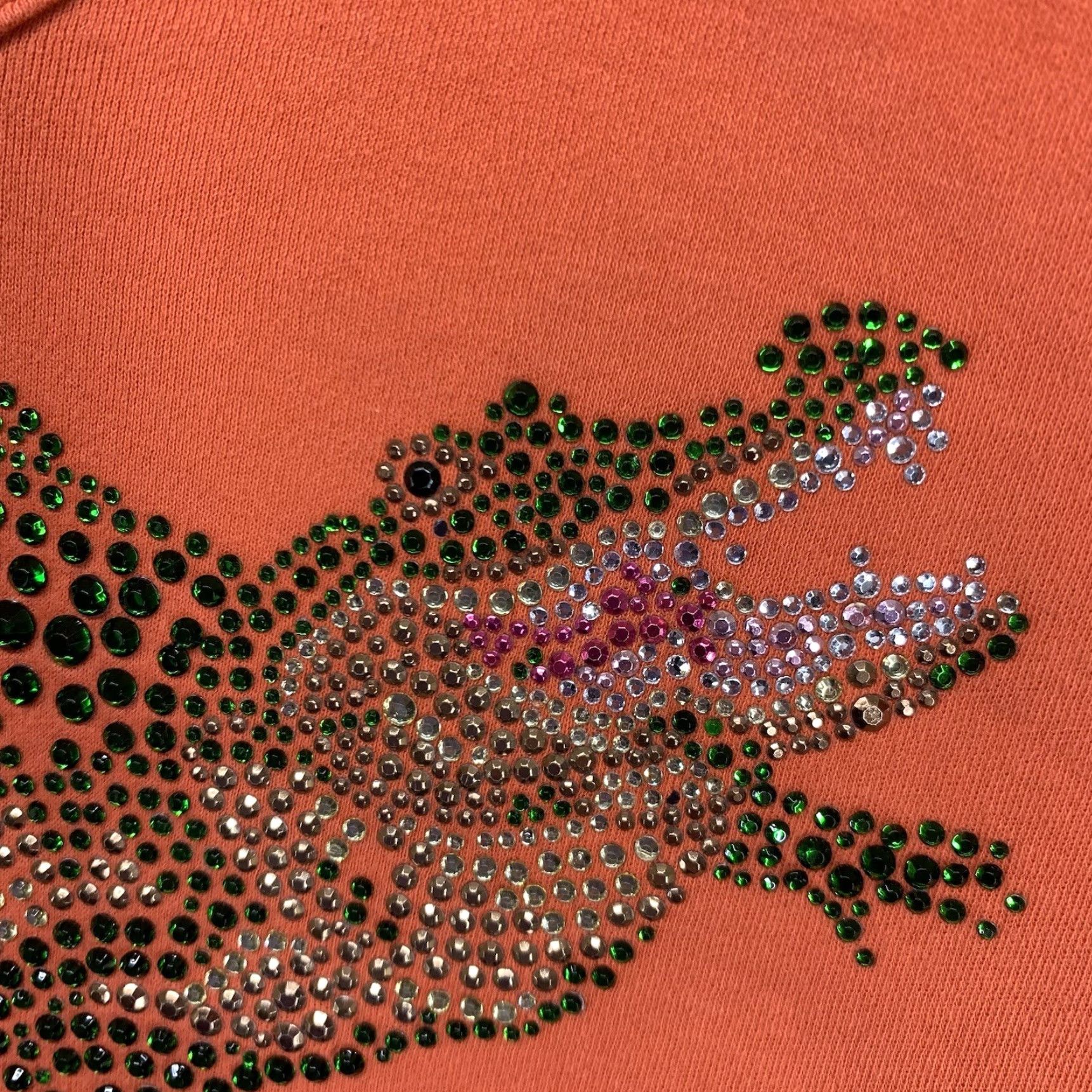 Vintage VINTAGE Women’s Cotton V-Neck T-Shirt 1X Plus Size Orange Alligator Sequin Embellished Beach Casual Size XL / US 12-14 / IT 48-50 - 4 Thumbnail