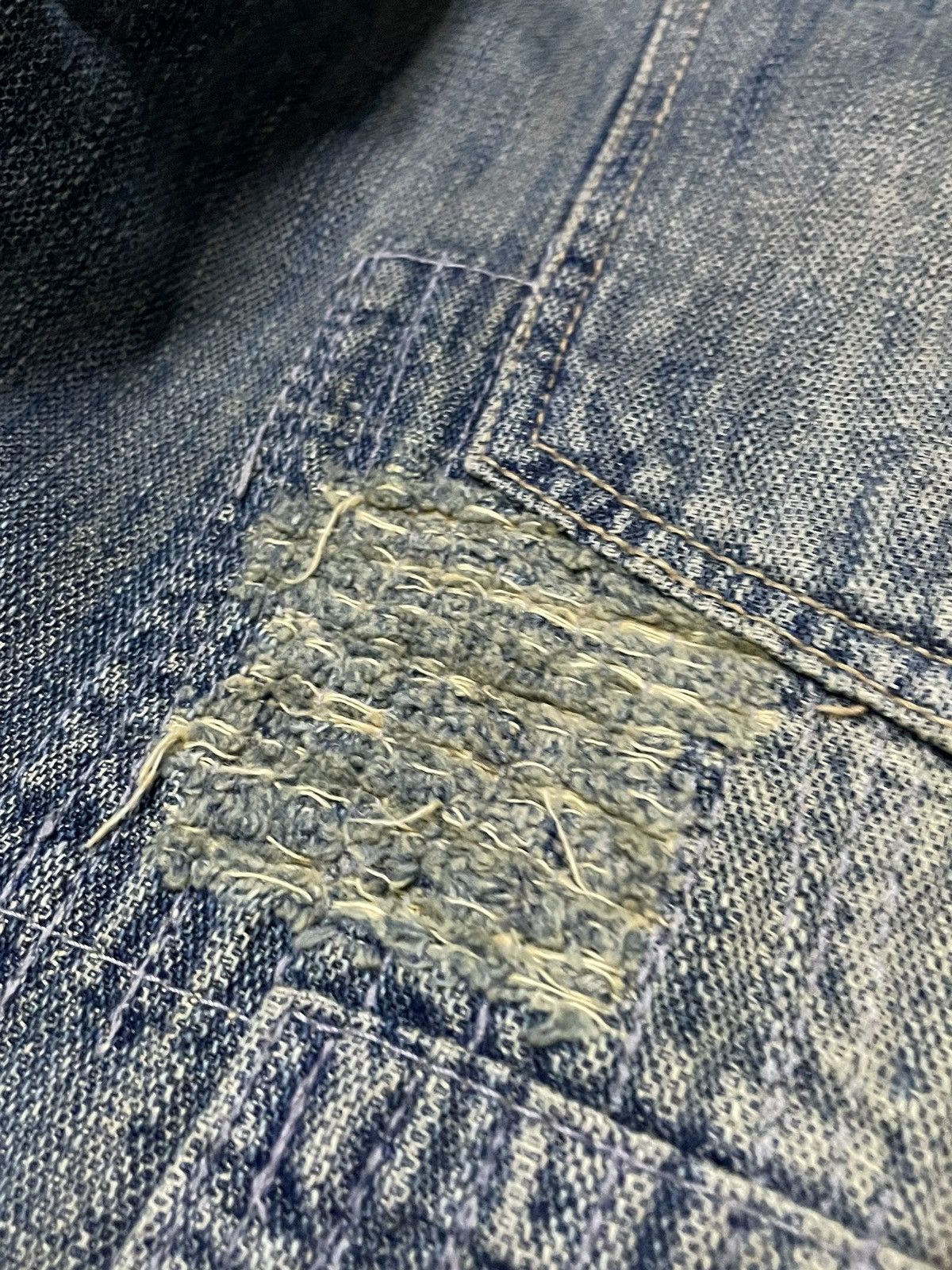 Guru × Hysteric Glamour × Japanese Brand Gumu Japan Boro Patchwork Cut & Sew Leather Trimmed Jeans Size US 32 / EU 48 - 22 Thumbnail