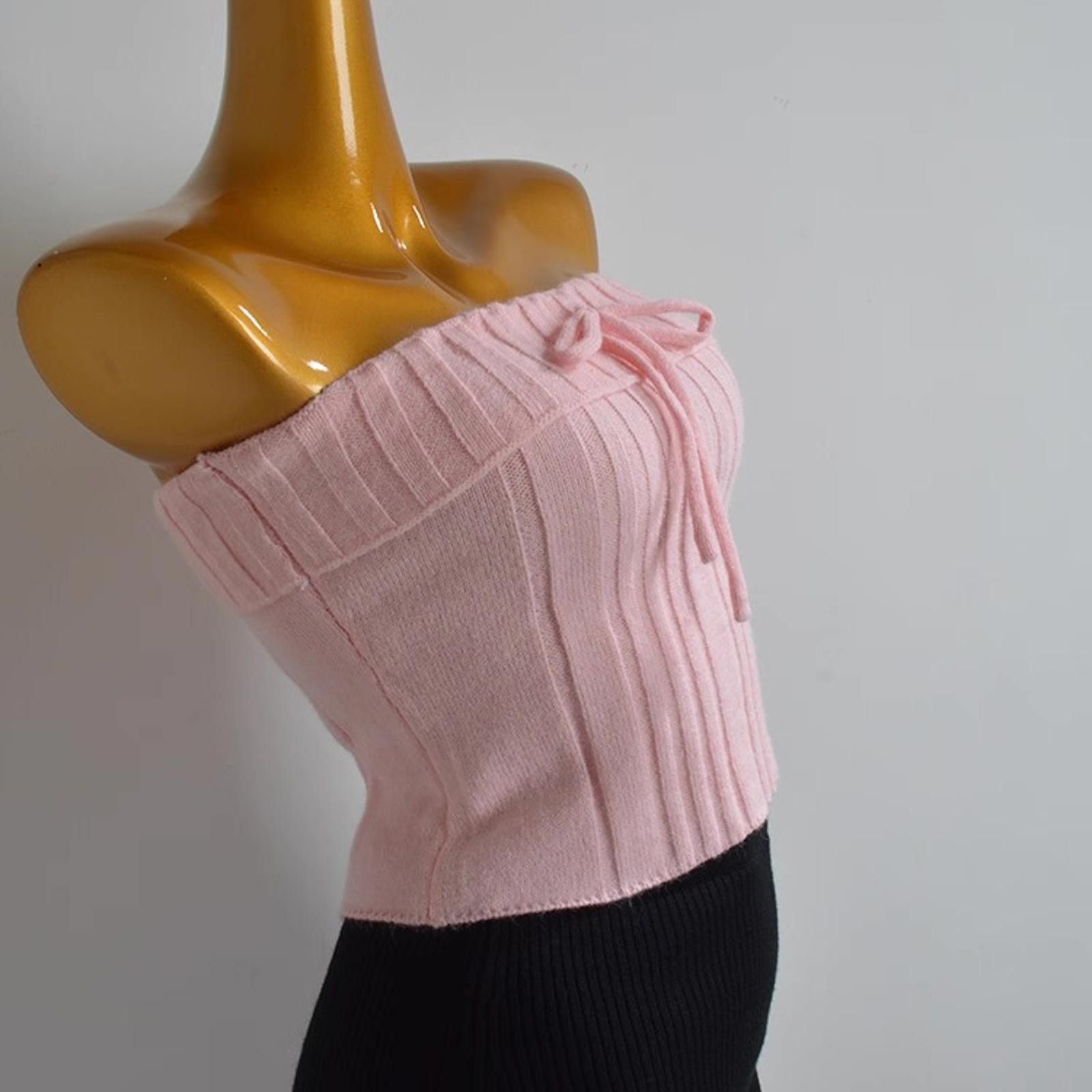 Japanese Brand Sweetheart Strapless Knit Top — Soft & Flirty Vibes Size L / US 10 / IT 46 - 3 Thumbnail