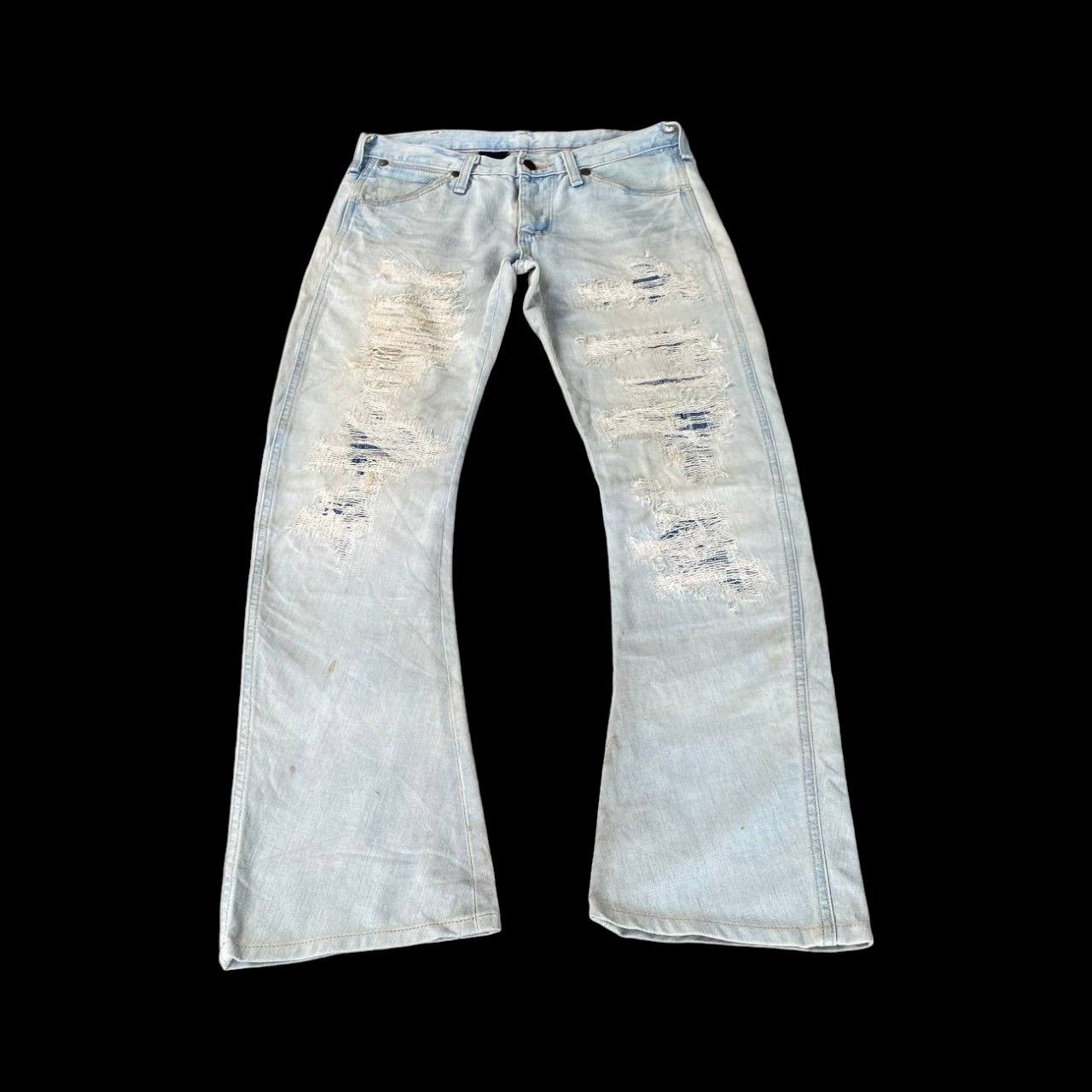 AKM × Wrangler RARE AKM X WRANGLER FLARED BORO DISTRESSED DIRTY STAIN W28 Size US 28 / EU 44 - 1 Thumbnail