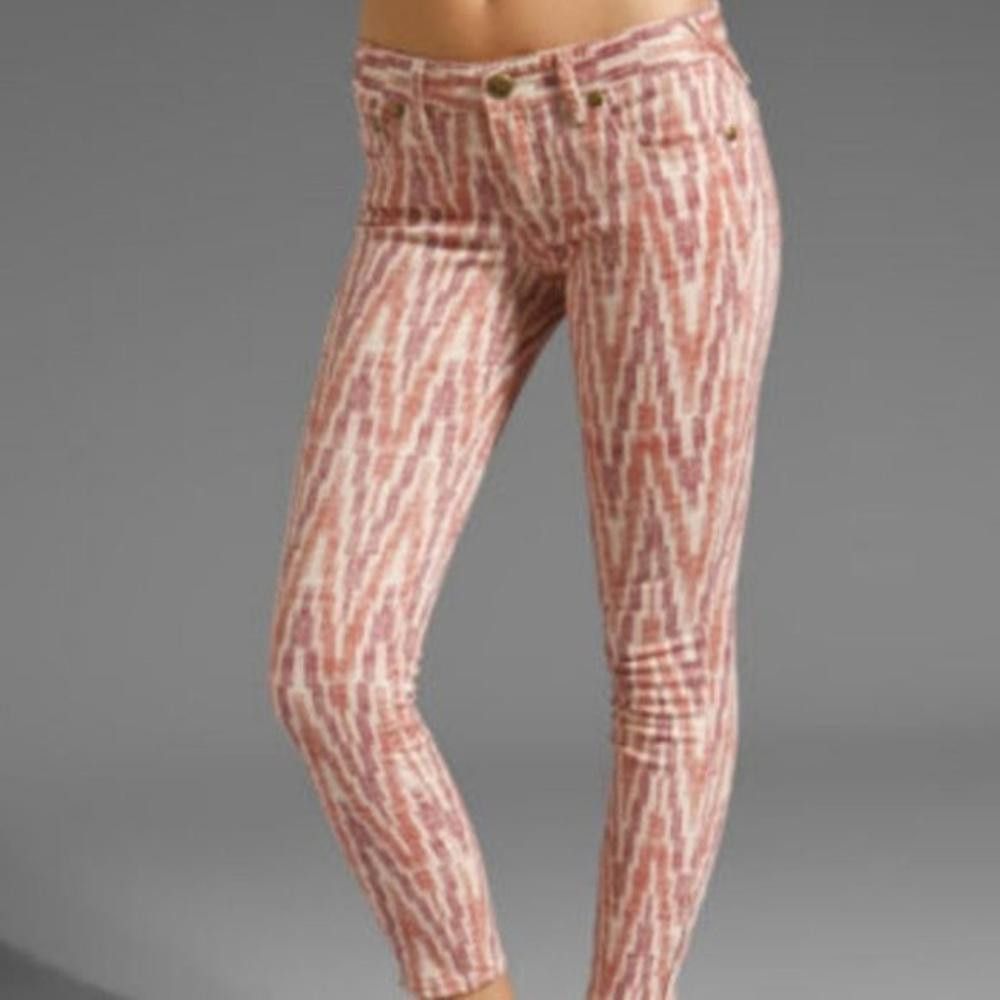Free People Free People Americana Ikat Red White Crop Skinny Jeans 24 Size 24" / US 00 / IT 34 - 3 Thumbnail