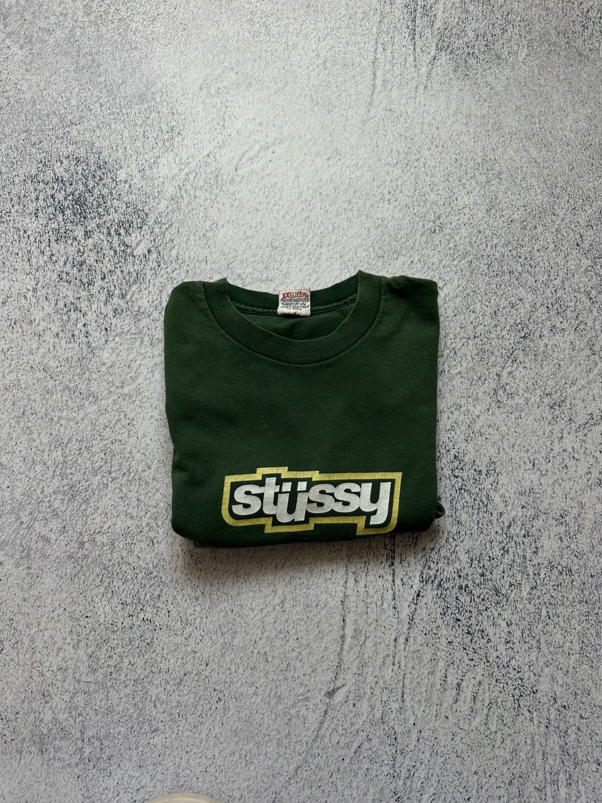 Stussy Vintage 1993-96 STUSSY Big Logo Green T-Shirt Made in USA Size US L / EU 52-54 / 3 - 3 Thumbnail