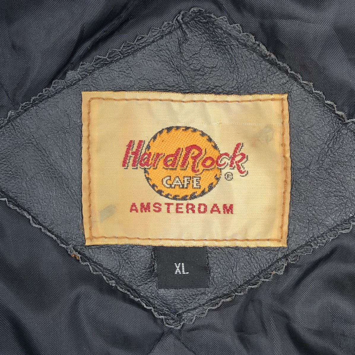 Hard Rock Cafe Vintage 90s Hard Rock Cafe Amsterdam Leather Bomber Jacket Size US XL / EU 56 / 4 - 22 Thumbnail