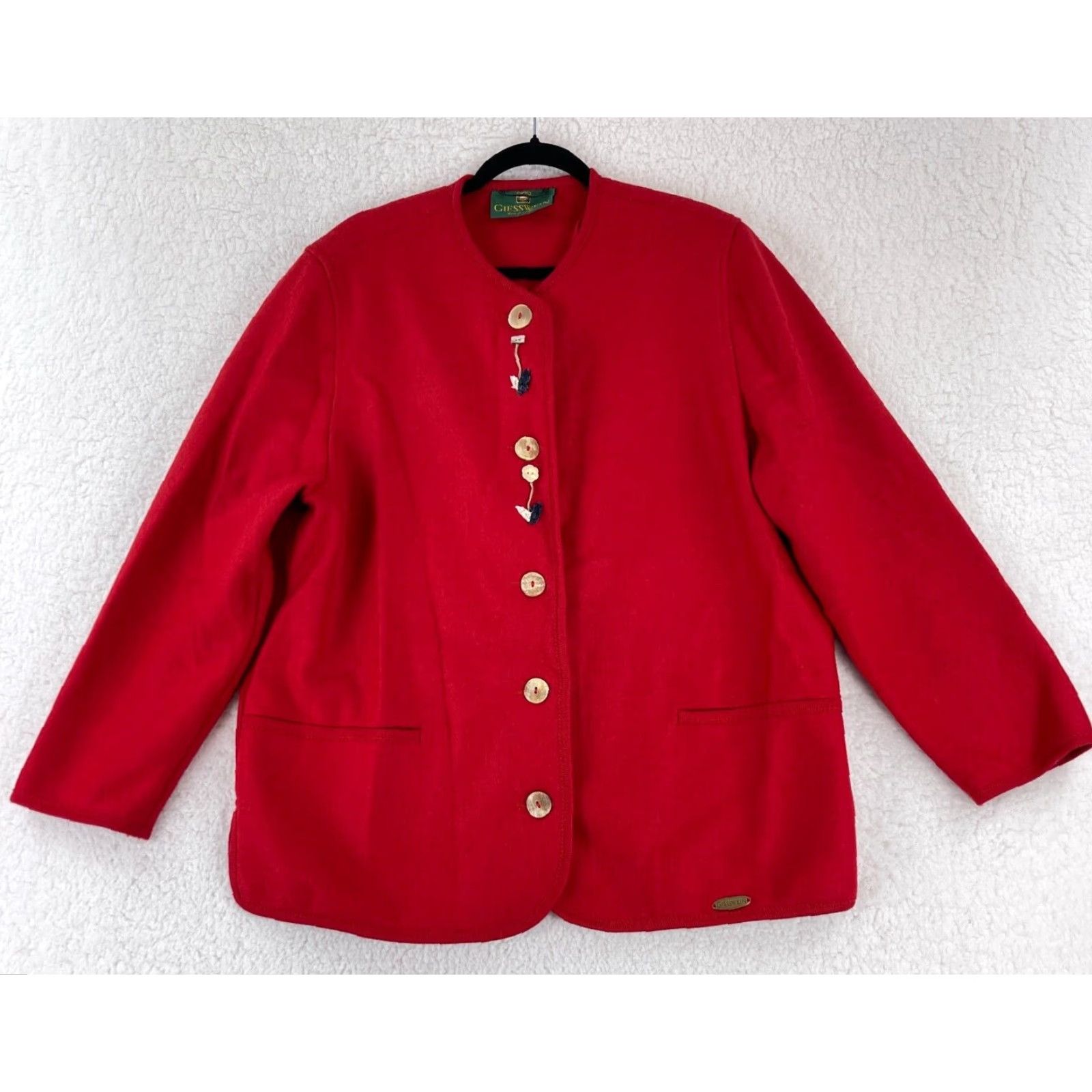 Vintage Giesswein Austria Red Button-Front Jacket Womens 100% Wool VTG Size 12 Size XL / US 12-14 / IT 48-50 - 2 Thumbnail