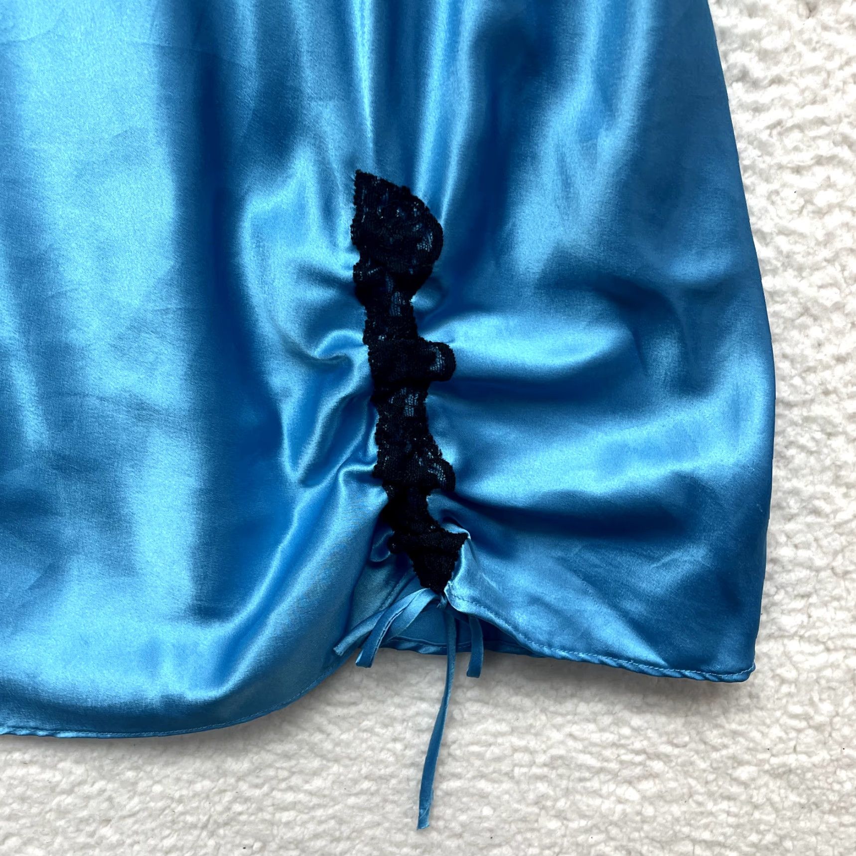 Victoria's Secret VINTAGE Victoria's Secret Slip Dress Large Blue Satin Lace Fairy Coquette Fashion Dress Size L / US 10 / IT 46 - 5 Thumbnail