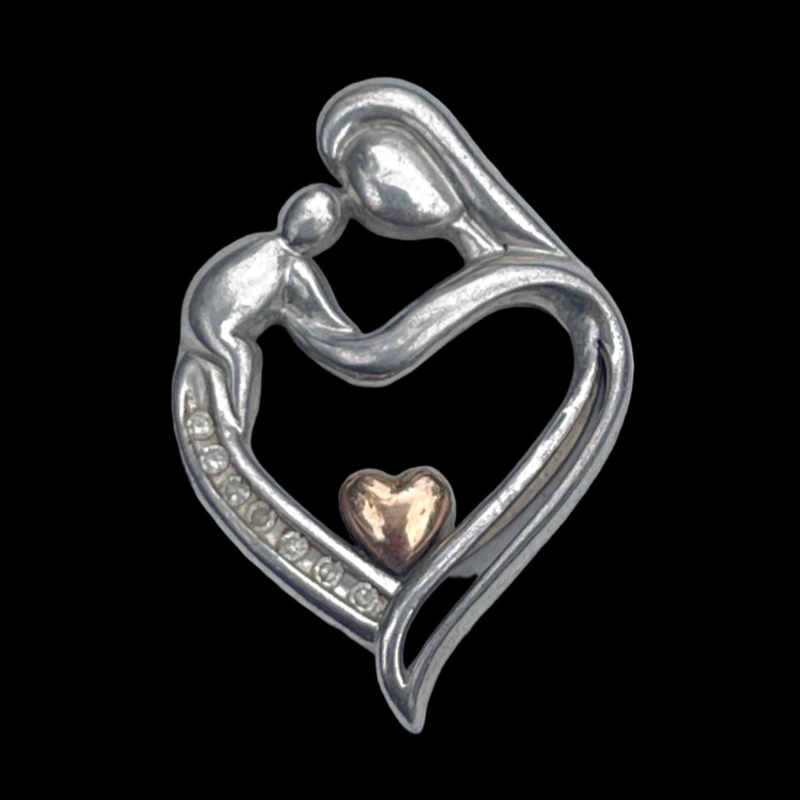 Vintage Designer 14k Gold and Sterling Silver Diamond Family Pendant Size ONE SIZE - 1 Thumbnail