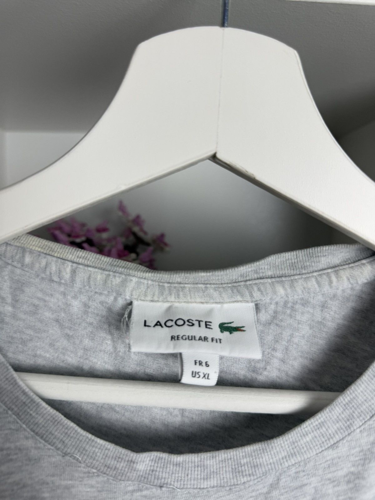 Designer × Lacoste Lacoste basic grey t-shirt / tee XL designer luxury tennis Size US XL / EU 56 / 4 - 5 Thumbnail