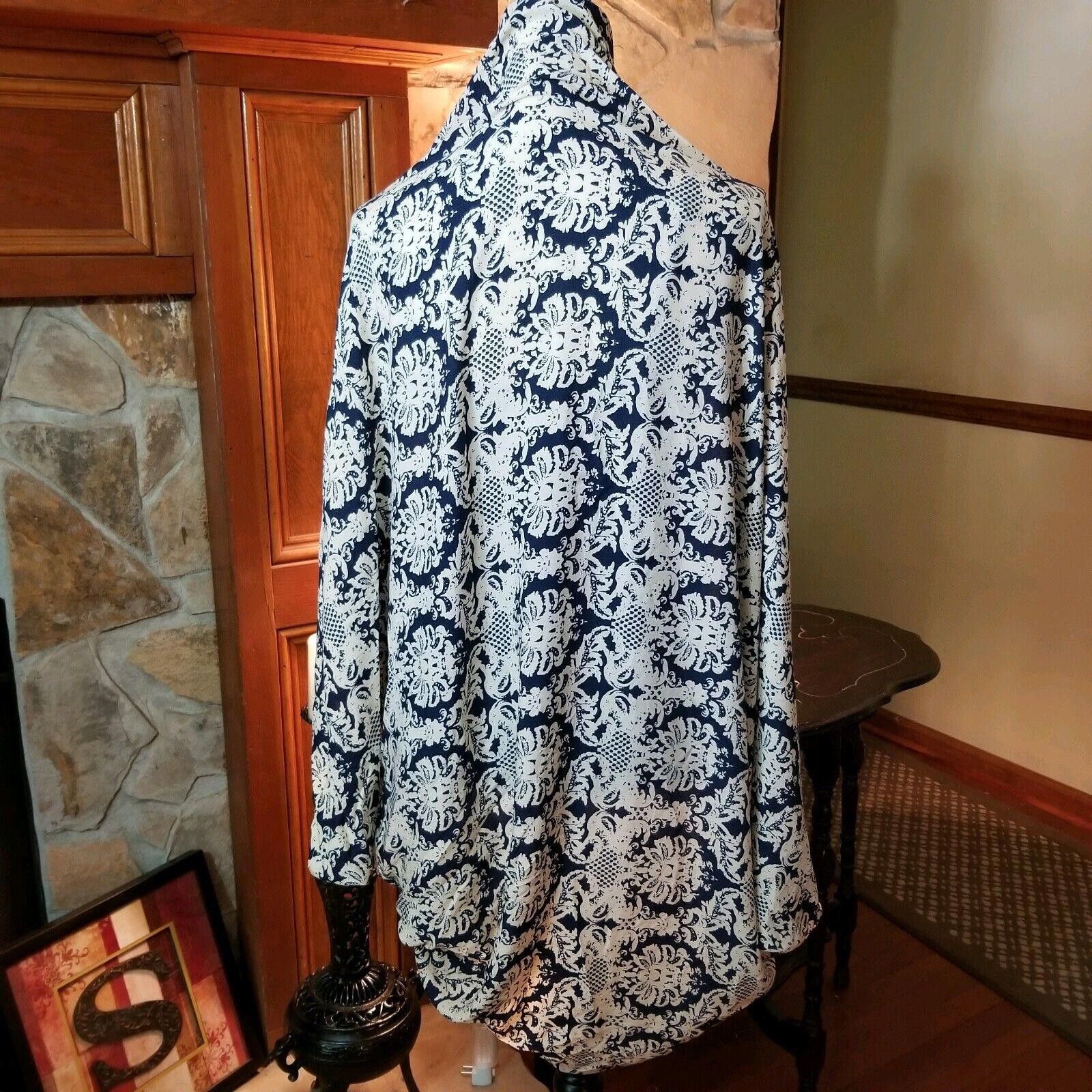 Designer Unbranded Womens Shawl Blue And Tan One Size open front Size ONE SIZE - 3 Thumbnail