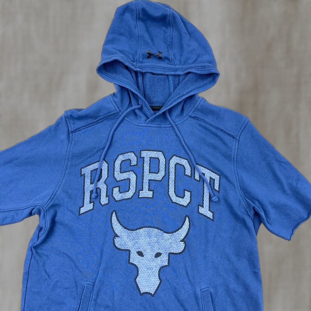 Under Armour VINTAGE Under Armour Project Rock Hoodie Men Small Blue Sweatshirt Respect Bull Gym Size US S / EU 44-46 / 1 - 1 Thumbnail