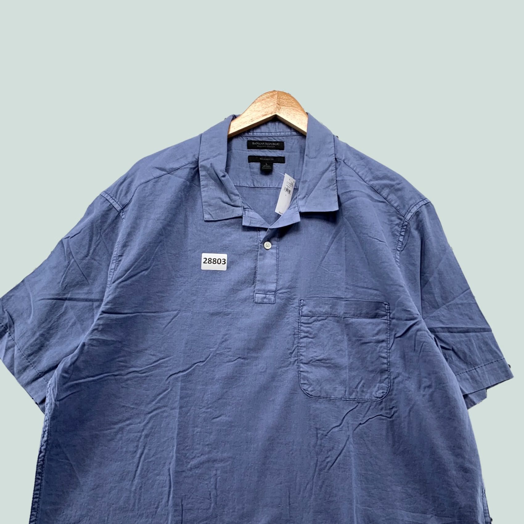 Banana Republic Banana Republic Collared Henley Shirt Mens Large Pocket Relaxed Blue 25X30.5 XS? Size US M / EU 48-50 / 2 - 1 Thumbnail