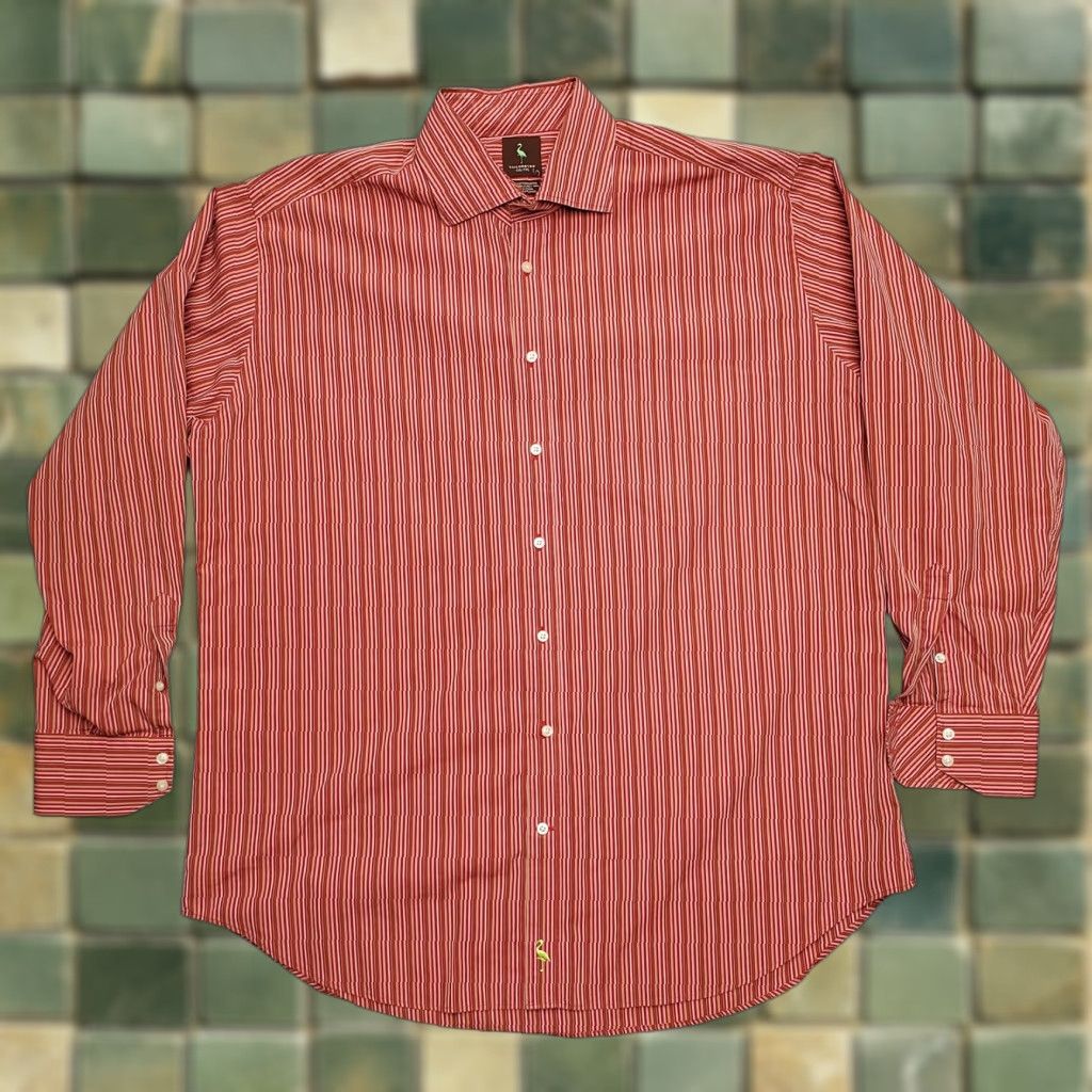 Tailorbyrd Tailorbyrd Shirt Men 2XL Red Striped 100% Cotton Long Sleeve Button Casual Shirt Size US XXL / EU 58 / 5 - 1 Thumbnail