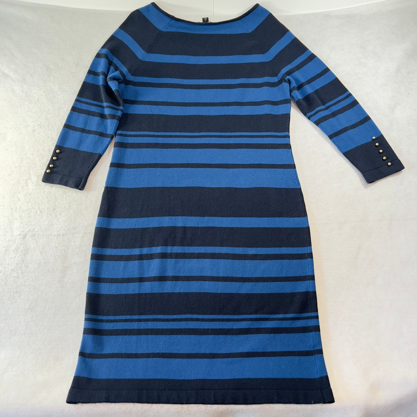 Ann Taylor Ann Taylor Knit Dress Just Above the Knee Blue Stripes Size S / US 4 / IT 40 - 3 Thumbnail