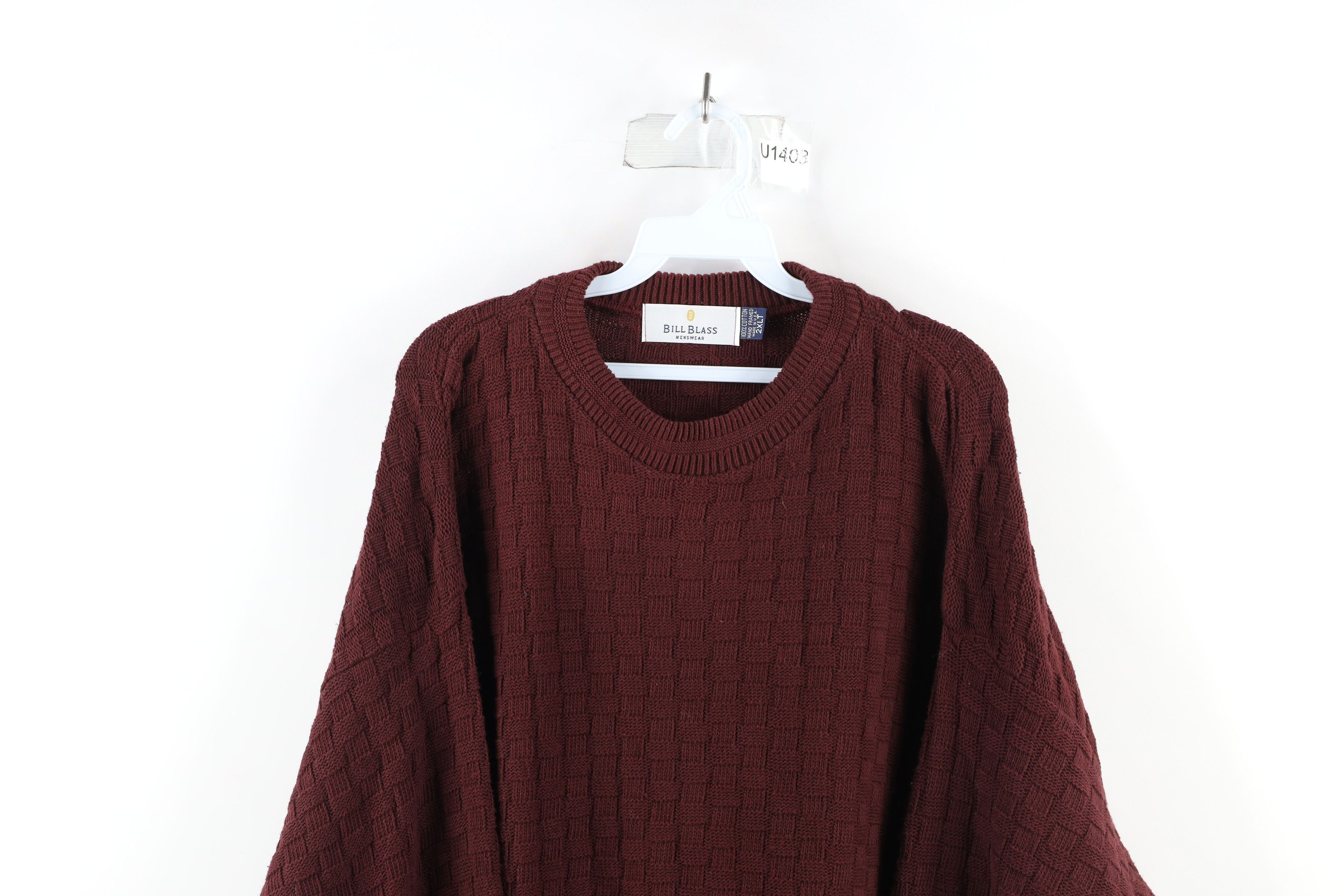 Vintage Vintage 90s Streetwear Knit Crewneck Sweater Burgundy USA Size US XXL / EU 58 / 5 - 2 Thumbnail
