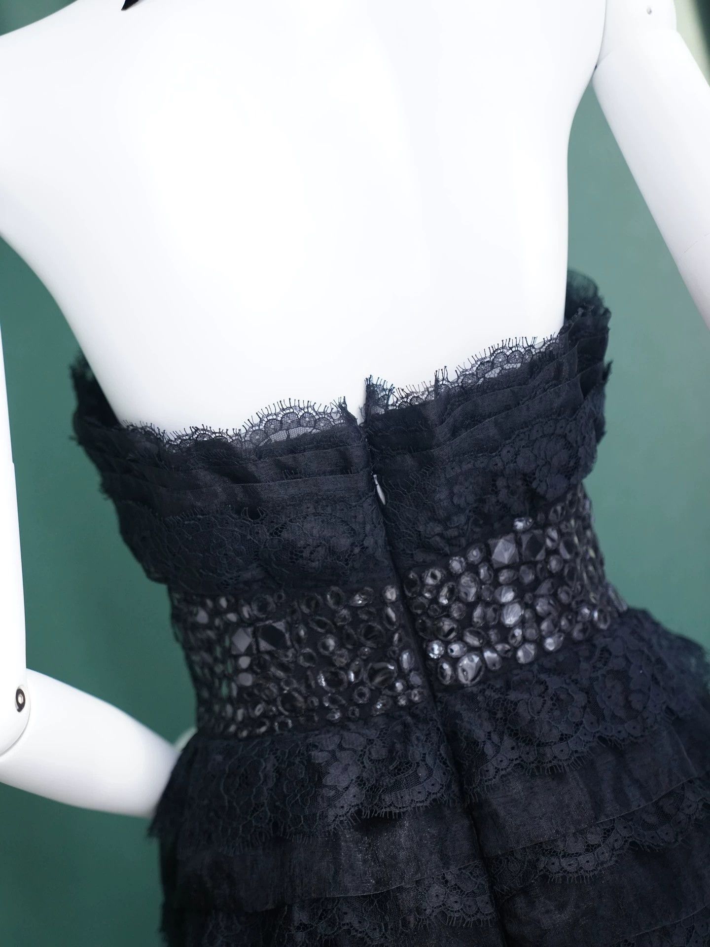 Marchesa Marchesa Black Tulle-Lace Strapless Silk Dress US4 Size S / US 4 / IT 40 - 5 Thumbnail