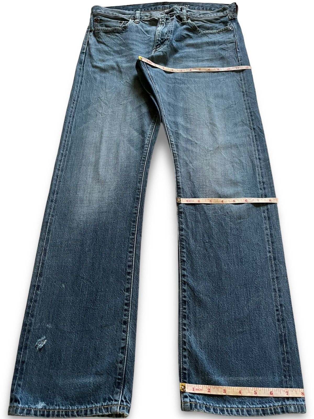 Japanese Brand × Uniqlo Vintage Japanese Uniqlo Selvedge Distressed Loose Blue Jeans Size US 35 - 14 Thumbnail