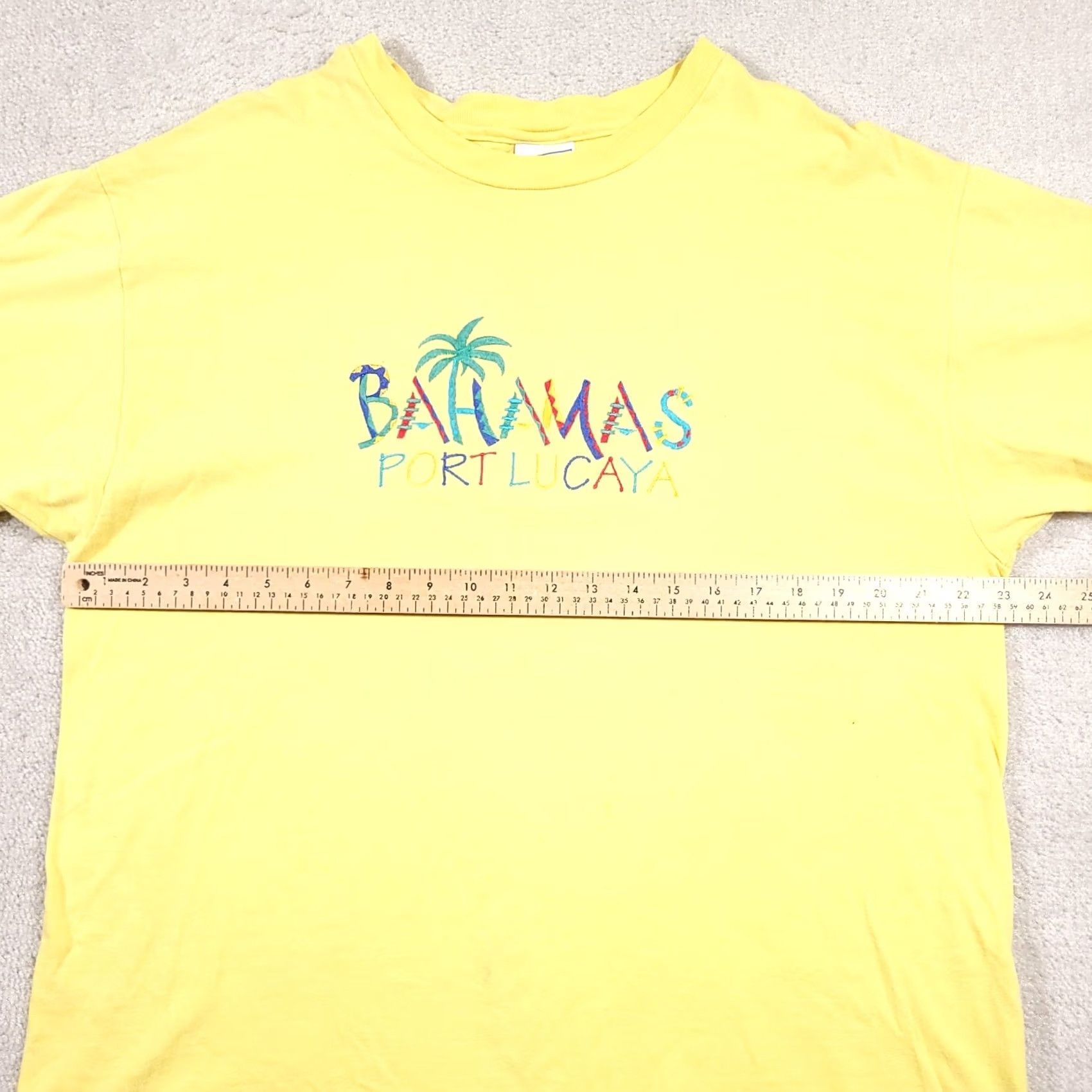 Hanes VINTAGE Hanes Beefy-T Bahamas Embroidered T-Shirt XL Yellow S/S USA Made Mens 90s Beach Tee Size US XL / EU 56 / 4 - 4 Thumbnail