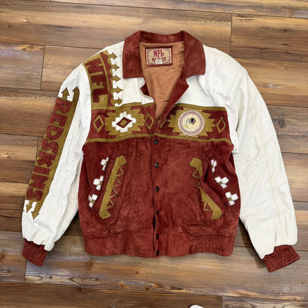 Other Vintage Washington Redskins Aztec Suede Leather NFL Jacket Size US M / EU 48-50 / 2 - 1 Thumbnail