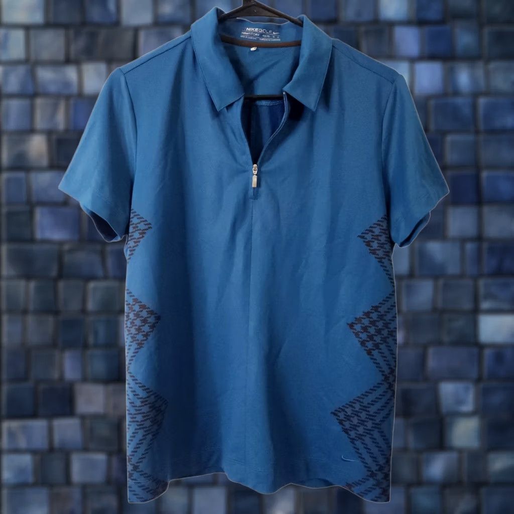 Nike Nike Womens Golf Polo Shirt 1/4 Zip Short Sleeve Blue Black M Sh Size M / US 6-8 / IT 42-44 - 1 Thumbnail