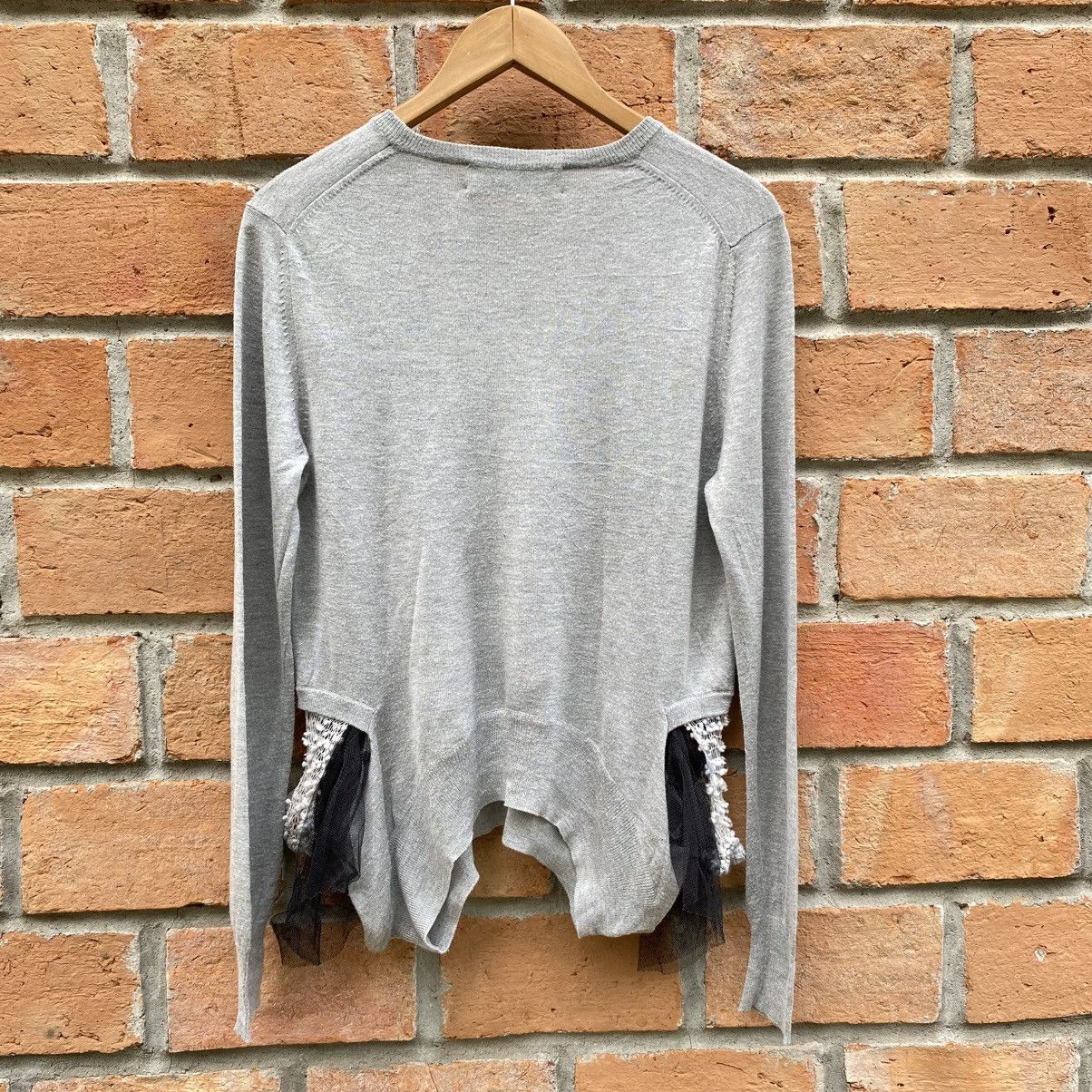 Toga TOGA TOGA ARCHIVES Gray Knit Top with Black Tulle Trim Size L / US 10 / IT 46 - 2 Thumbnail