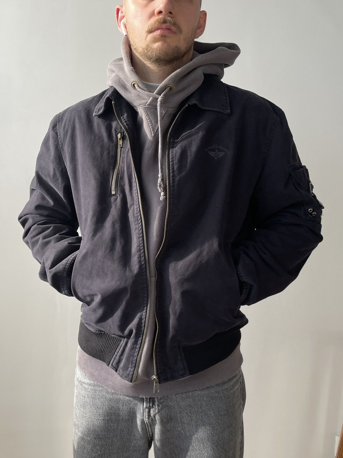 Buzz Rickson's Buzz Rickson Men’s Cotton Navy Bomber Jacket Size XL Size XL / US 12-14 / IT 48-50 - 3 Thumbnail