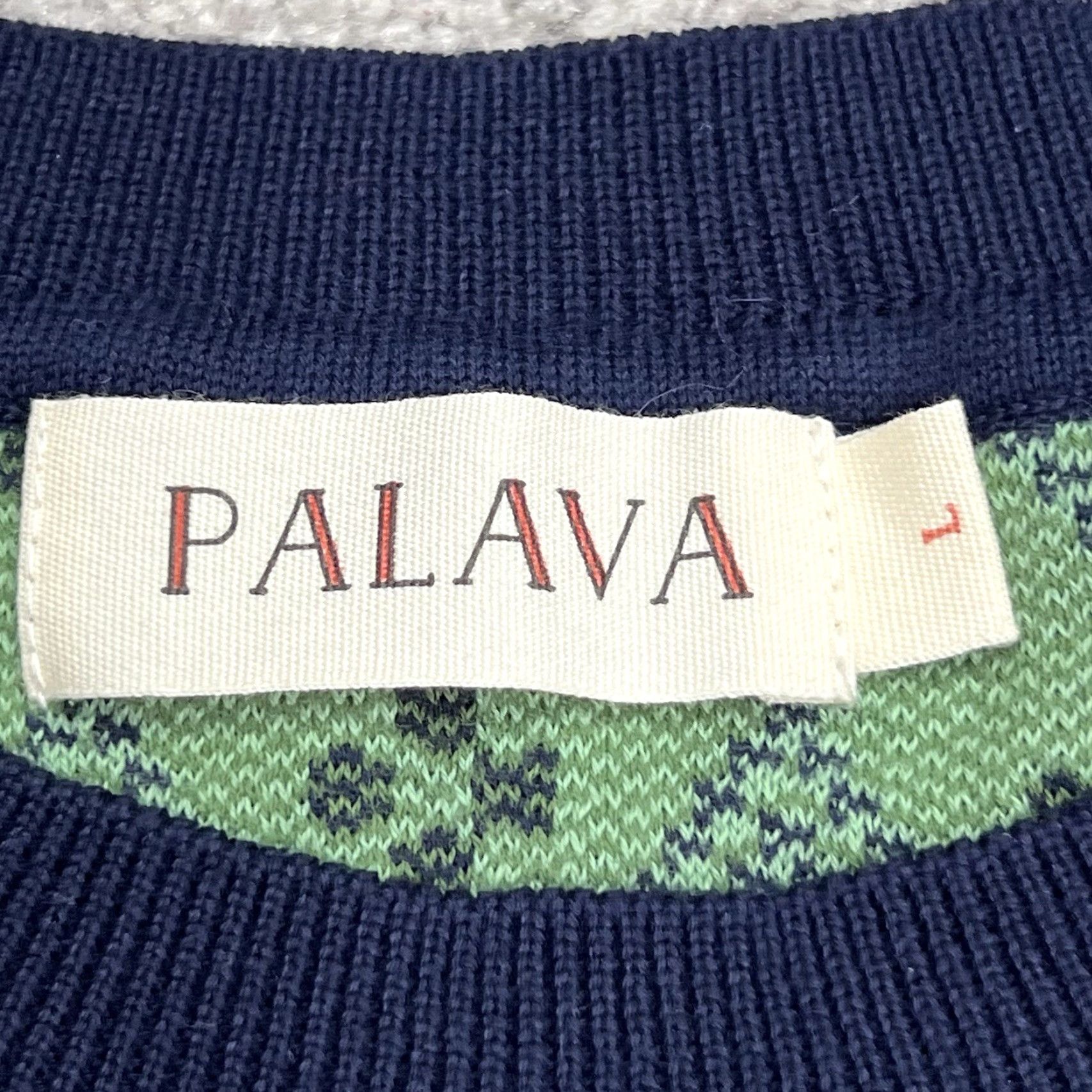 Vintage VINTAGE Palava Sweater Women’s Large Green Blue Knit Geometric Pullover Cotton Organic Size L / US 10 / IT 46 - 4 Thumbnail