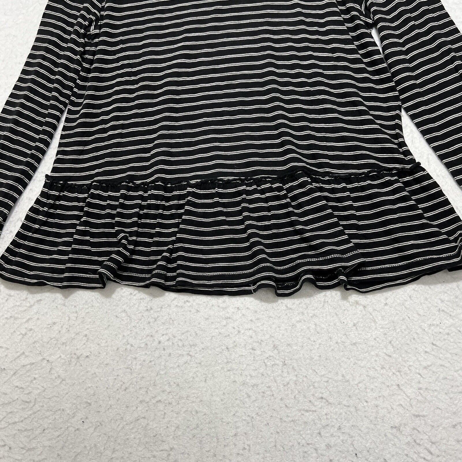 Nordstrom Caslon Women's Medium Babydoll Long Sleeve Black + White Top Size M / US 6-8 / IT 42-44 - 4 Thumbnail