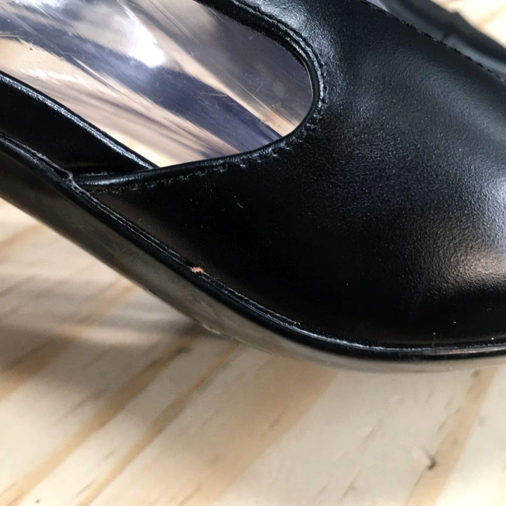 H&M H&M Heels Womens 38 Cap Toe Dress Slingback Pumps Block Heels Black Faux Leather Size M / US 6-8 / IT 42-44 - 4 Thumbnail