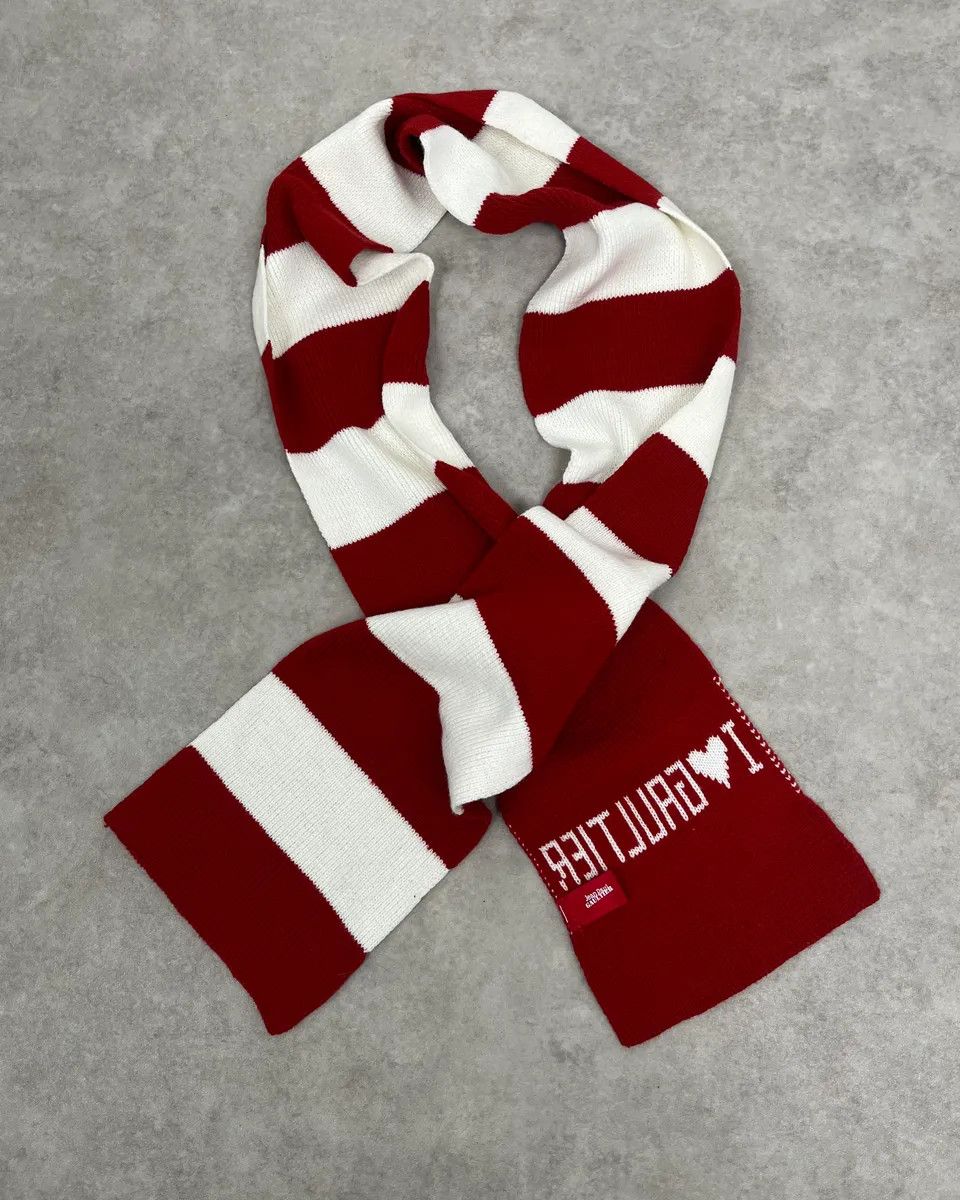 Jean Paul Gaultier Jean Paul Gaultier Red White Striped Wool Scarf Size ONE SIZE - 2 Thumbnail