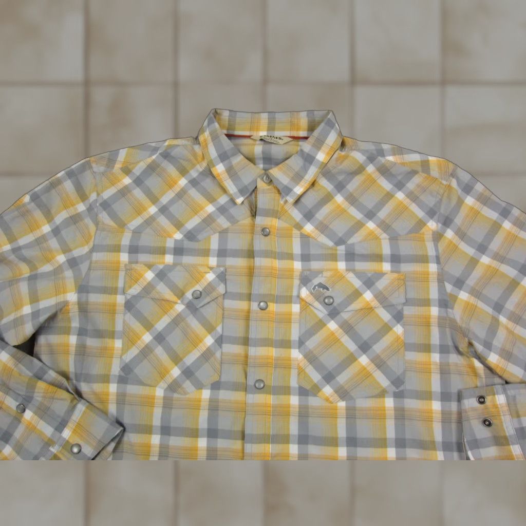 Vintage Simms Shirt Adult Large Yellow Plaid Western Snap Up Cowboy Mens Casual Rodeo Size US L / EU 52-54 / 3 - 1 Thumbnail
