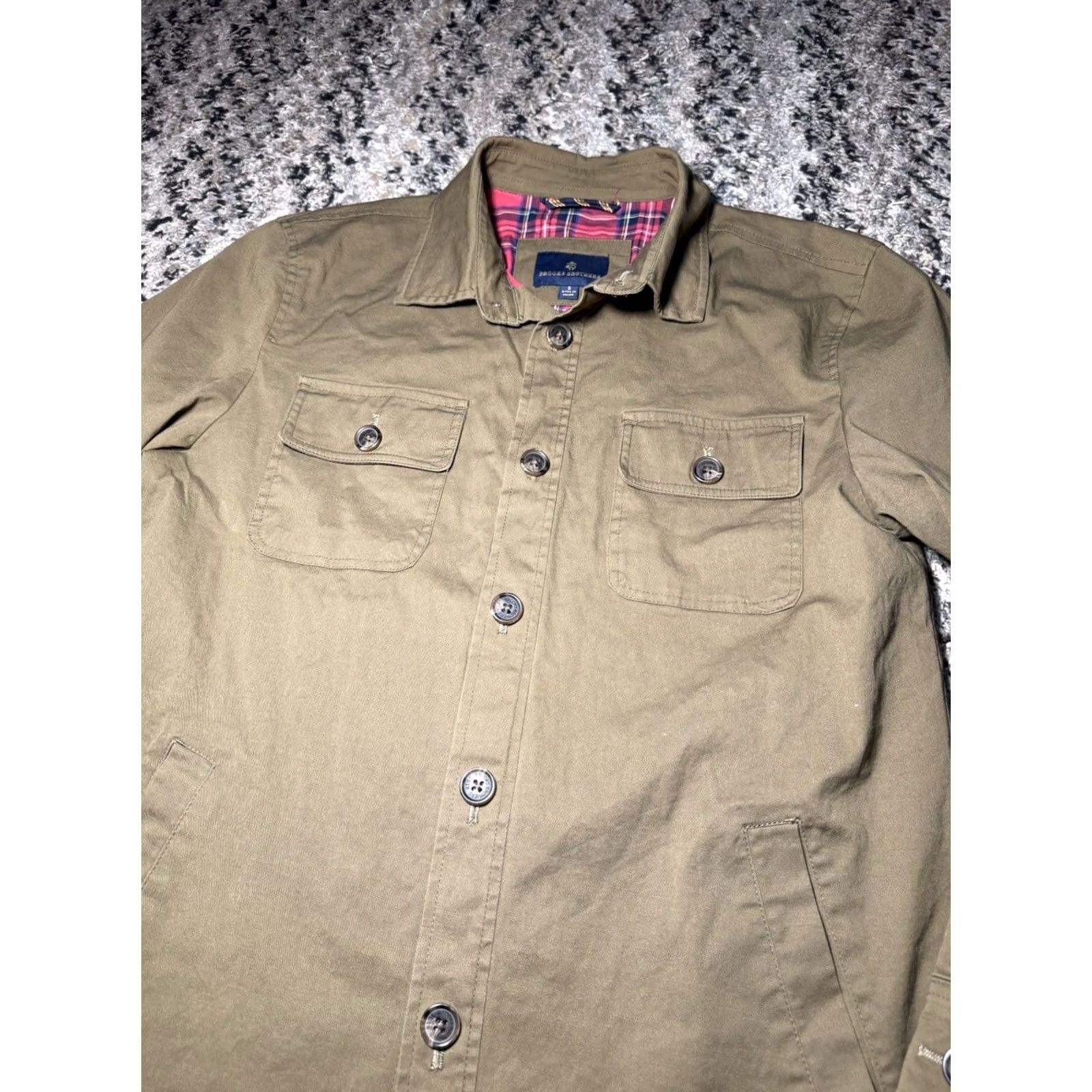 Brooks Brothers Brooks Brothers Khaki Button Up Jacket Utility Shacket Plaid Lined Mens Small Size US S / EU 44-46 / 1 - 4 Thumbnail
