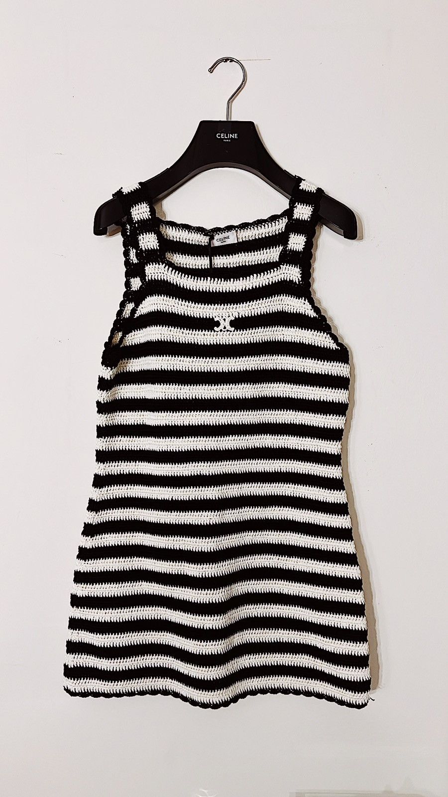 ワンピース CELINE Triomphe mini dress triomphe mini dress in crocheted cotton - OFF WHITE | CELINE