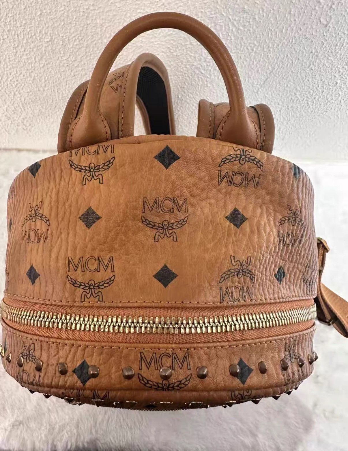 MCM MCM backpack in cognac classic monogram pattern J38 Size ONE SIZE - 6 Thumbnail