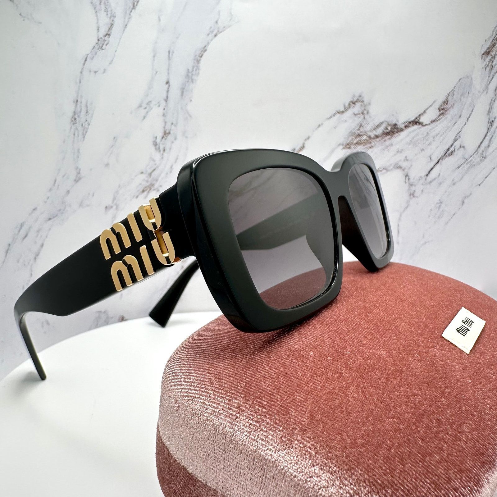 Miu Miu New MIU MIU Sunglasses Black Gold Metal Logo Authentic Size ONE SIZE - 16 Thumbnail