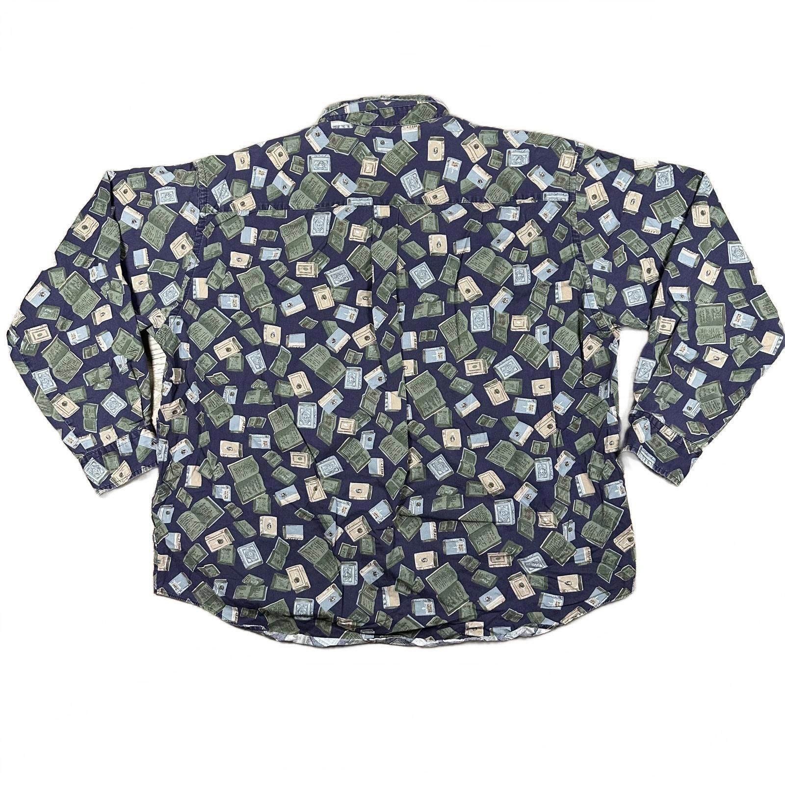 Dockers Dockers Mens Button Up Shirt XL Navy Green Book Print Size US XL / EU 56 / 4 - 2 Thumbnail