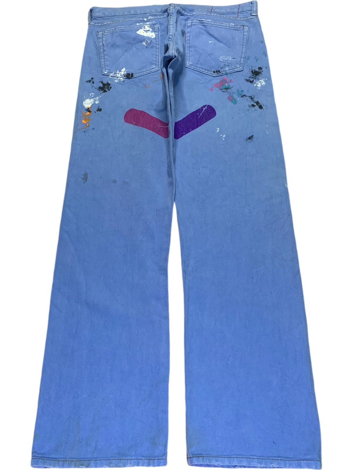 Japanese Brand Vintage Japanese Brand Blue Wash Paint Splatter Loose Jeans Size 31" - 2 Thumbnail