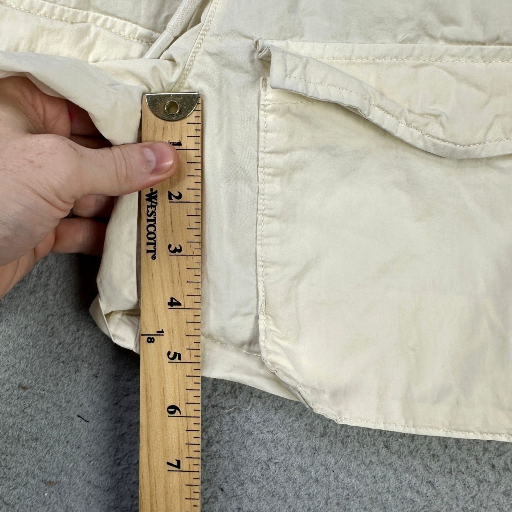 Zara VINTAGE ZARA Mens Pull On Cargo Shorts Small Cream Drawstring Stretch Waistband Pockets Size US 29 - 7 Thumbnail