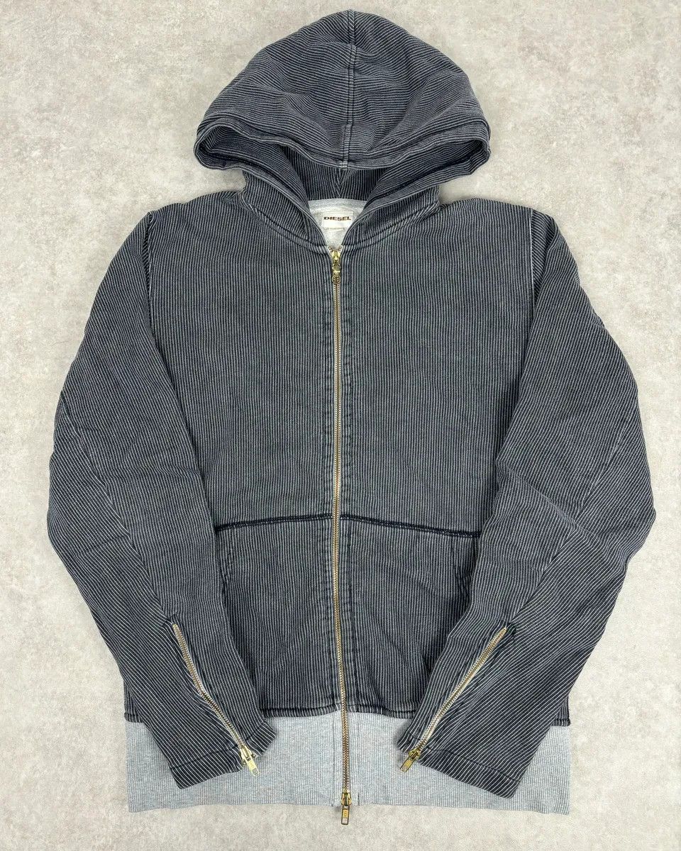 Diesel 2000s Diesel Grey Striped Cozy Zip-up Hoodie Size US L / EU 52-54 / 3 - 10 Thumbnail