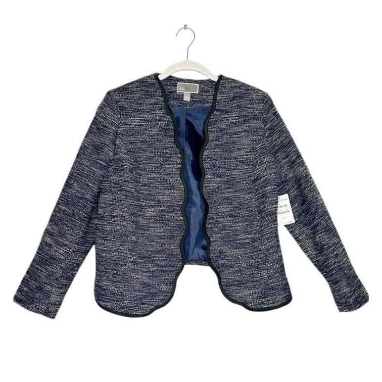 Other Chelsea28 Women's Scalloped Front Jacket in Navy - Sz M - NW Size M / US 6-8 / IT 42-44 - 2 Thumbnail