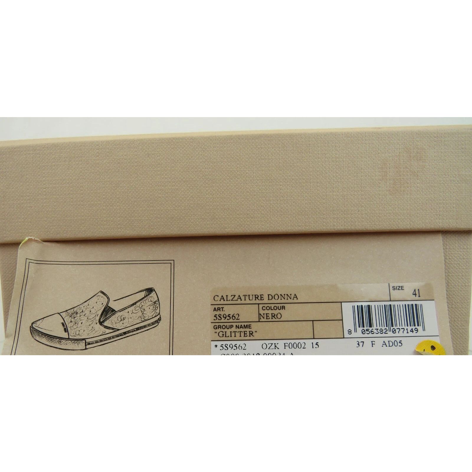 Miu Miu NIB MIU MIU PRADA 5S9 BLACK GLITTER LOGO LOAFERS SNEAKERS 41 Size US 11 / IT 41 - 11 Thumbnail