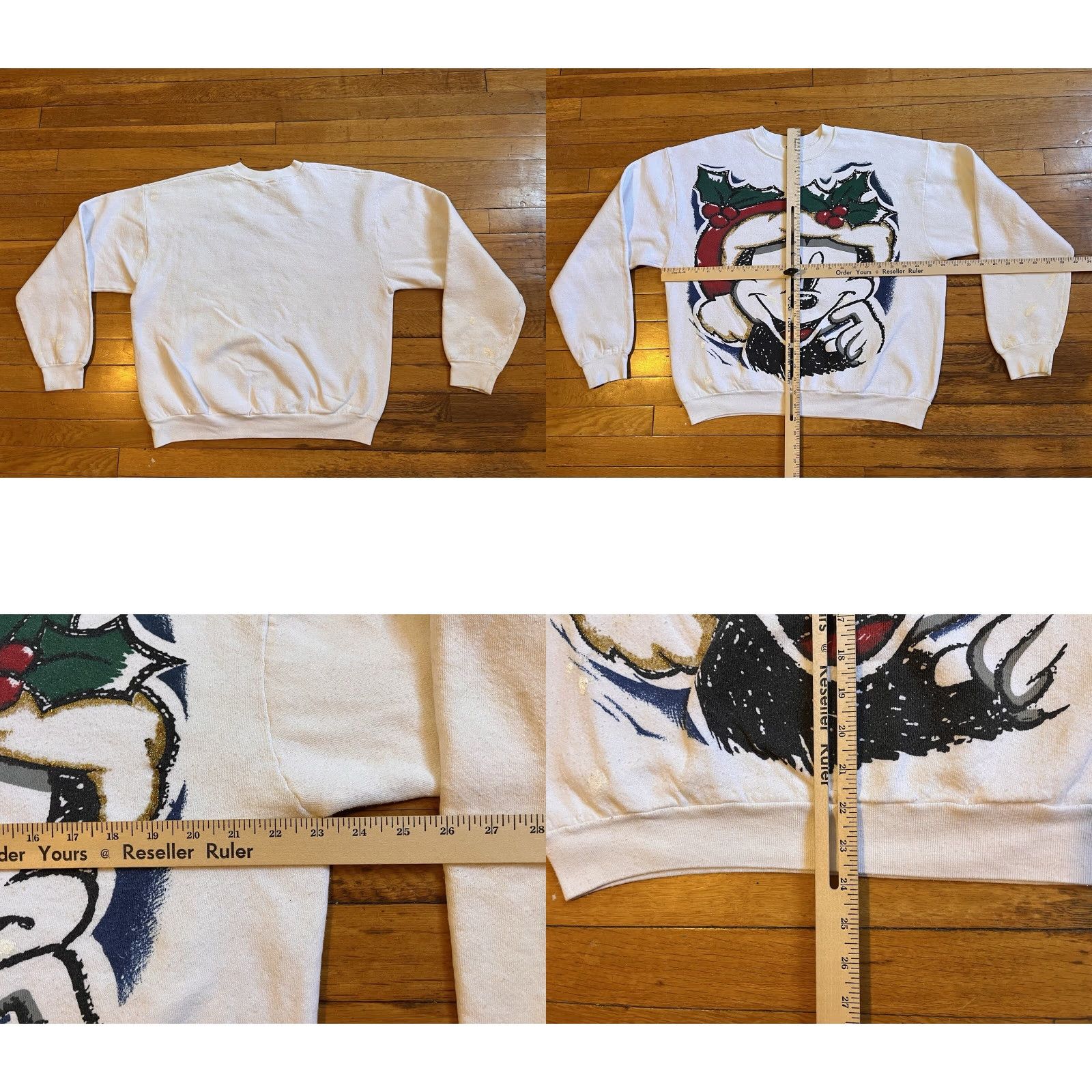 Vintage VINTAGE Mickey Mouse Jerry Leigh Christmas Sweatshirt Womens XL Graphic Print 90s Art Cartoon White Cotton Blend Size XL / US 12-14 / IT 48-50 - 8 Thumbnail