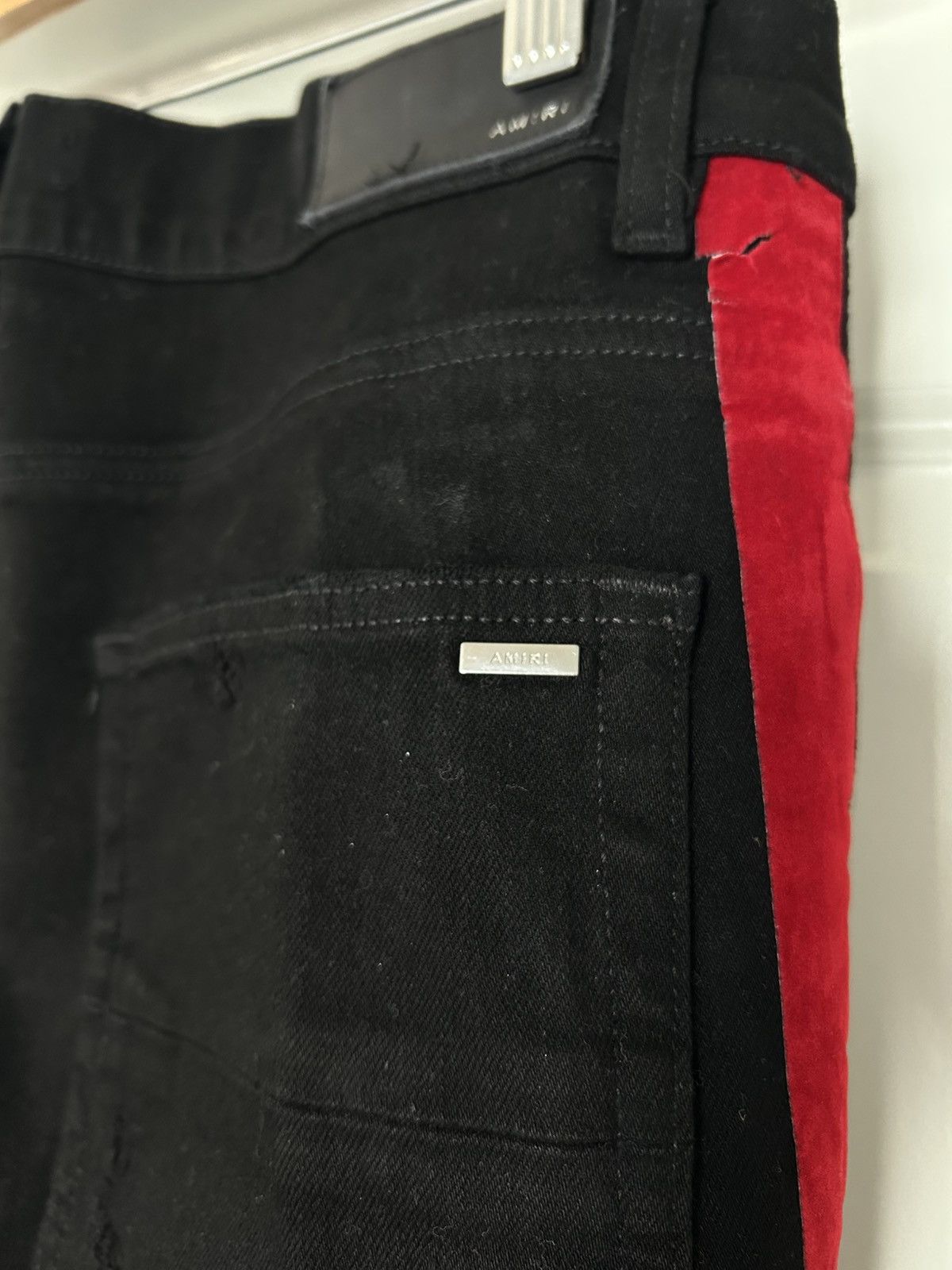 Amiri AMIRI Track Stripe red suede Jeans black mx1 Size US 34 / EU 50 - 4 Thumbnail