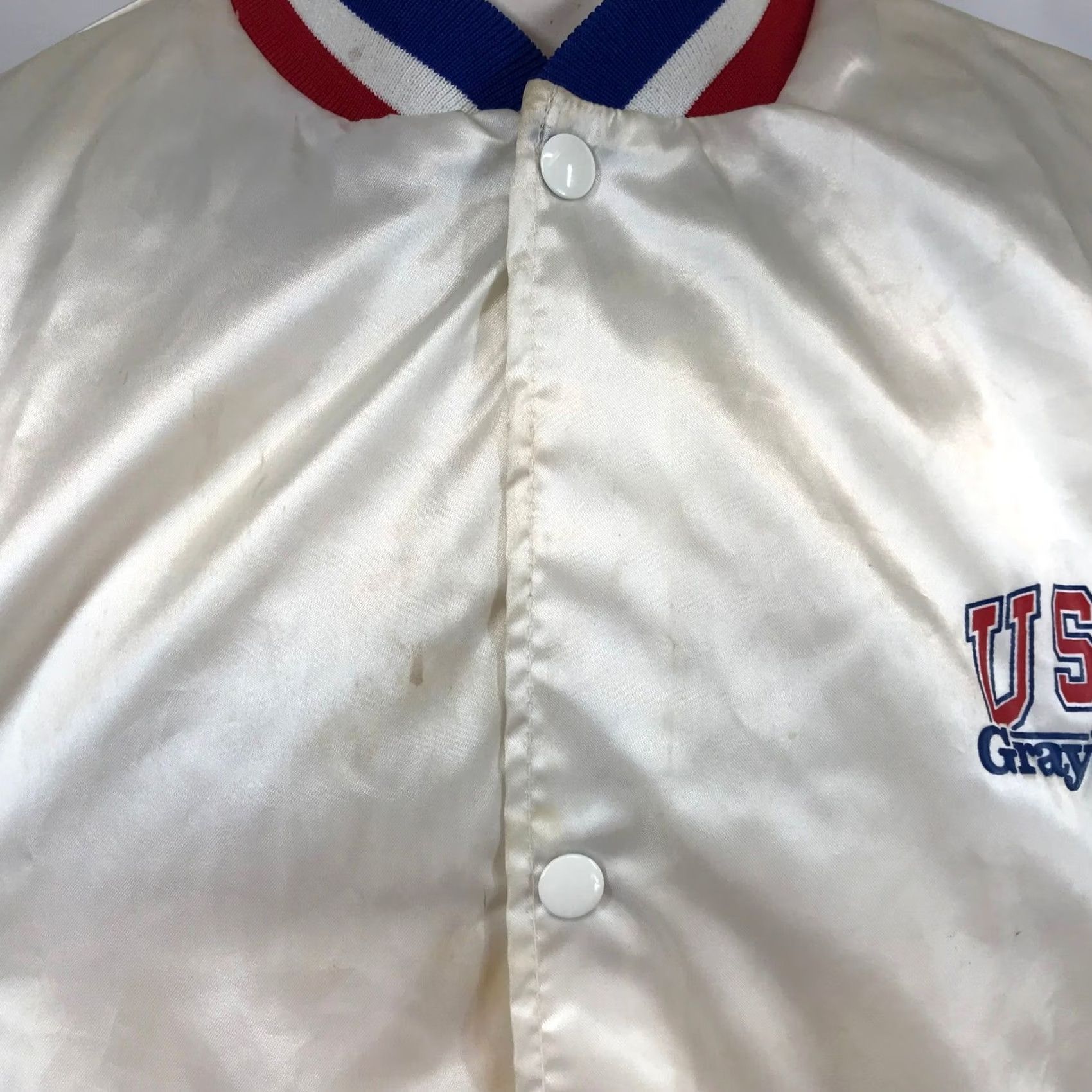 Vintage VINTAGE Graybar Varsity Bomber Jacket USA White Patriotic Snap Front XL Size US XL / EU 56 / 4 - 5 Thumbnail