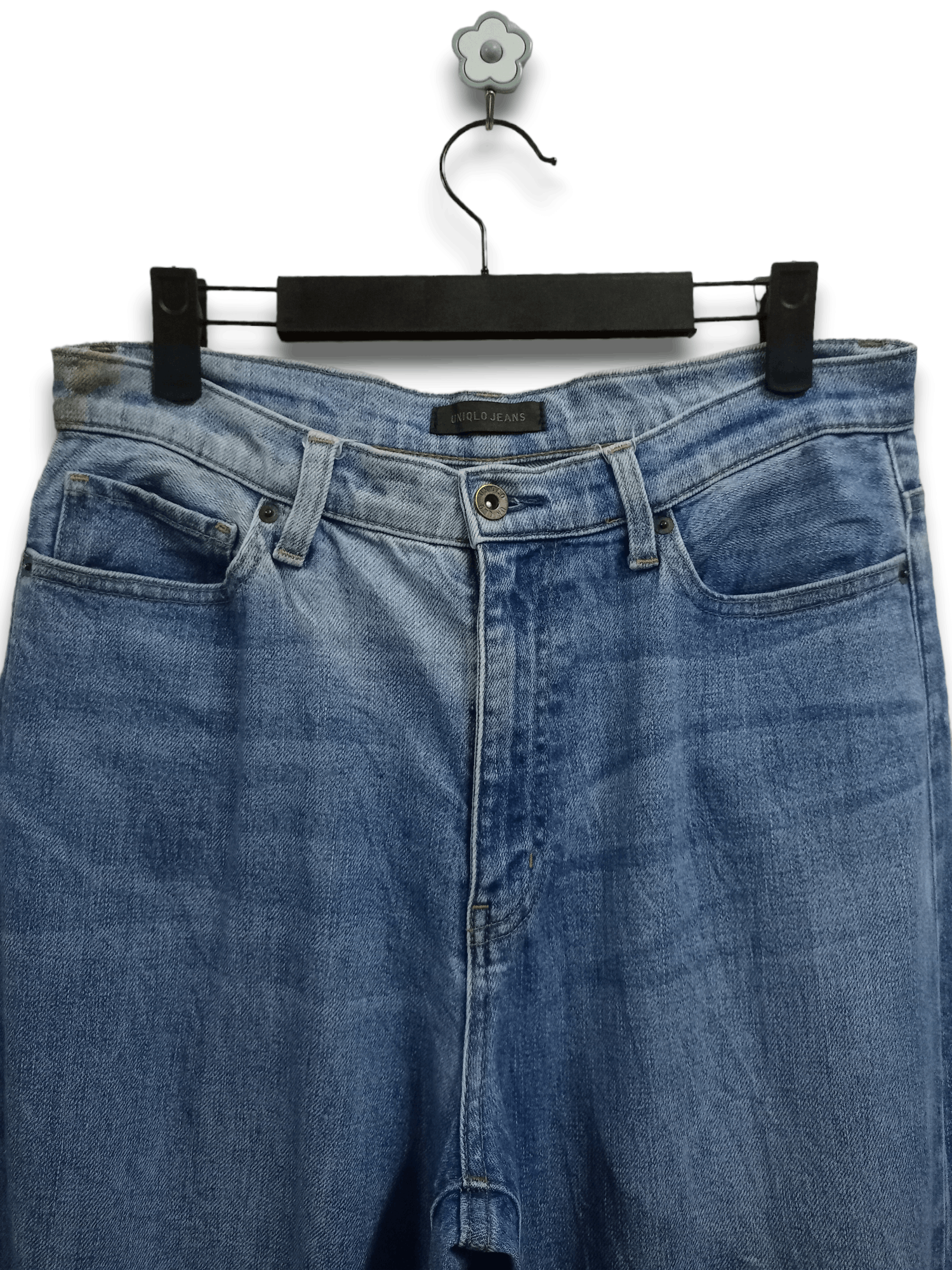 Uniqlo Vintage Japanese Uniqlo Frayed Wide Leg Baggy Jeans 31x24 Size US 31 - 4 Thumbnail