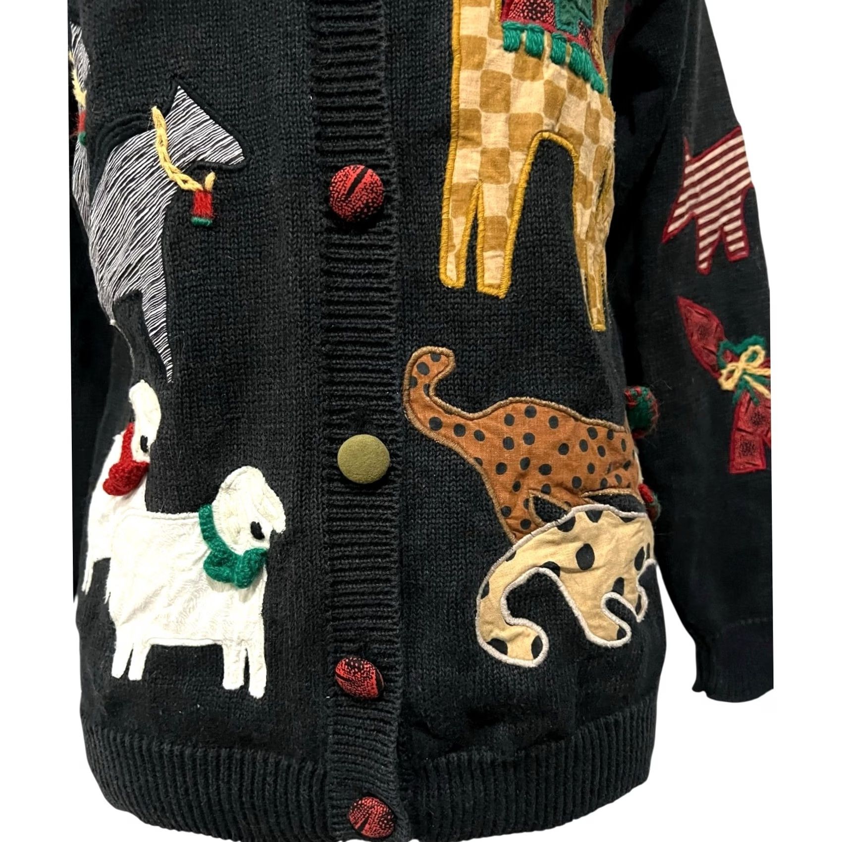 Vintage VINTAGE Susan Bristol Noah's Ark Cardigan Sweater Hand Embroidered Size S Black Womens Cardigan Sweater Size S / US 4 / IT 40 - 5 Thumbnail