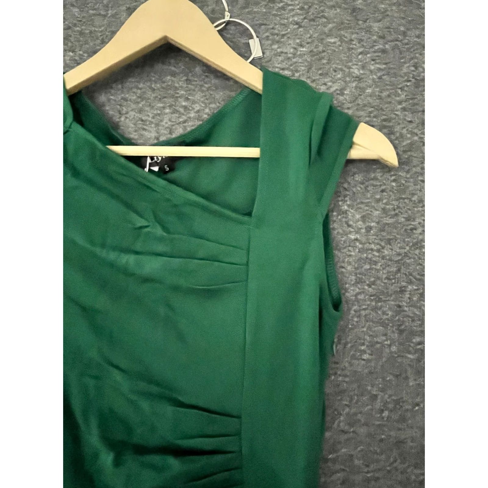 Vintage Liyinxi Sheath Dress S Green Casual Work Cocktail Party Knee Length Sleeveless Cowl Neck Pullover Stretch Faux Wrap Solid Women Dressy Size S / US 4 / IT 40 - 6 Thumbnail