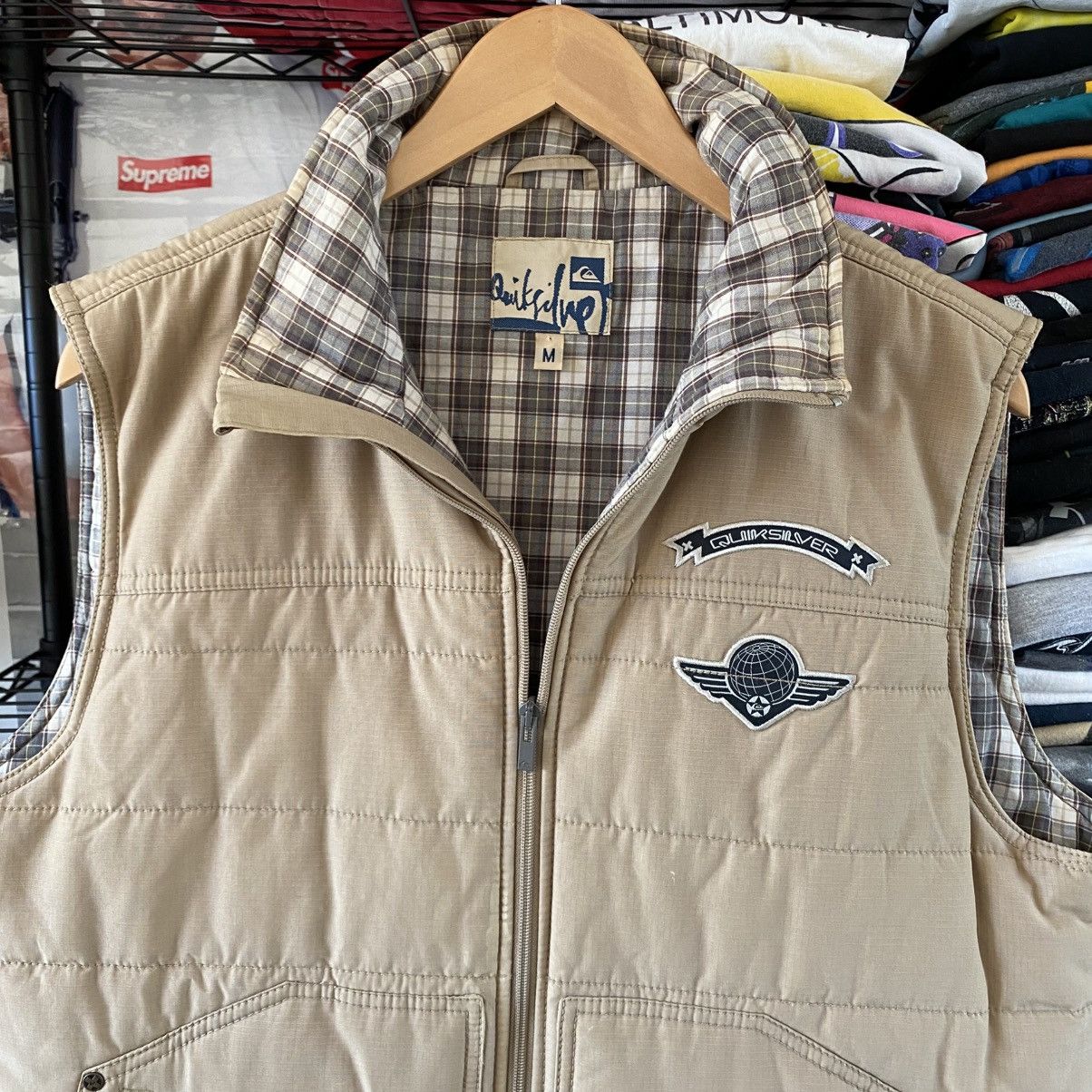 Quiksilver Vintage Quiksilver Puffy Vest Plaid Lined Grunge Skater Y2K Size US M / EU 48-50 / 2 - 3 Thumbnail