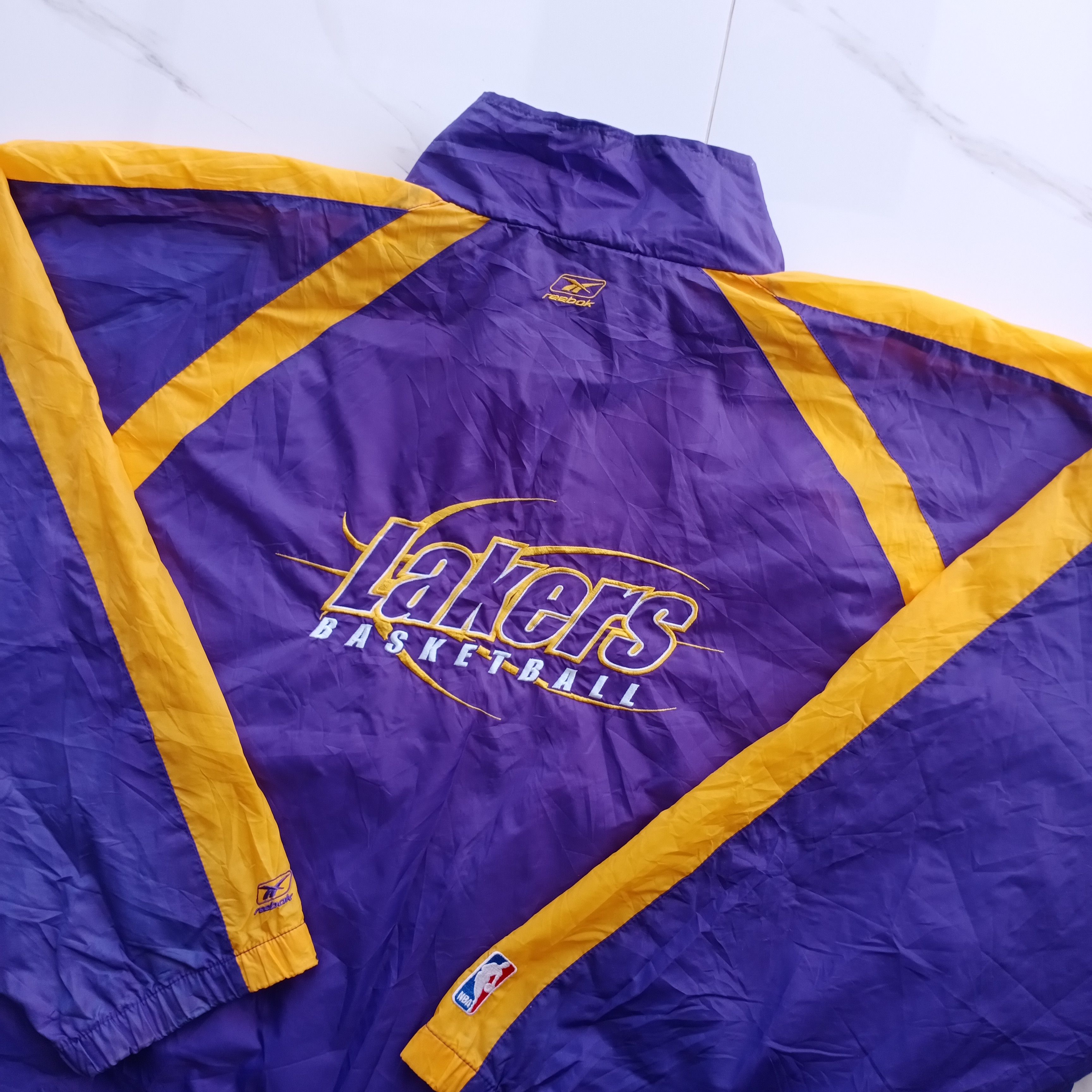 Reebok Vintage 90s Reebok LA Lakers windbreaker NBA basketball Size US XXL / EU 58 / 5 - 2 Thumbnail