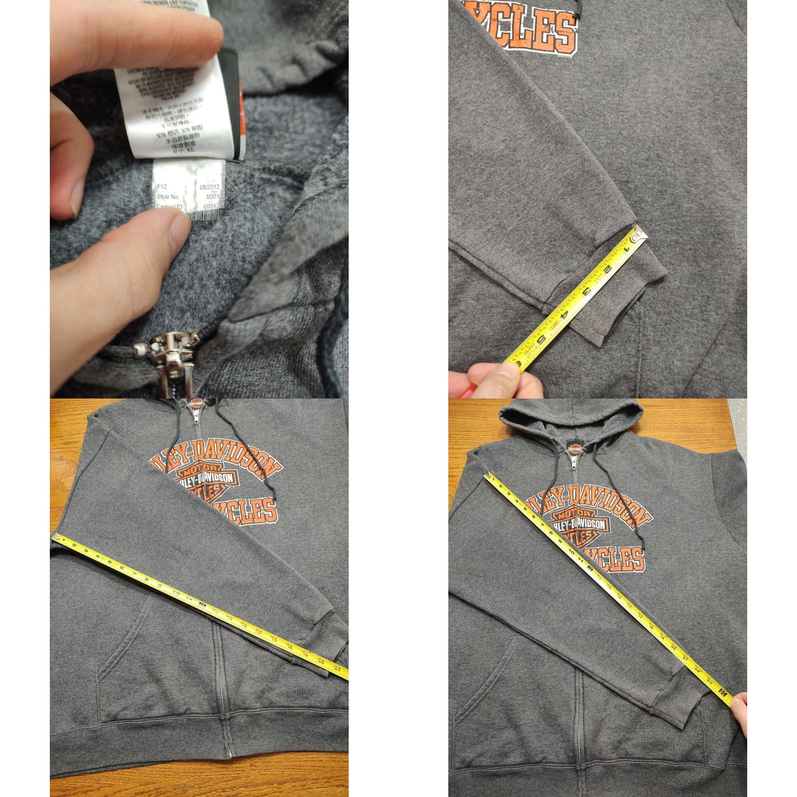 Harley Davidson Harley-Davidson Hoodie Mens XL Gray Full Zip 50/50 New Hampshire Logo 90s Biker Motorcycle Graphic Print Pockets Embroidered Size US XL / EU 56 / 4 - 8 Thumbnail