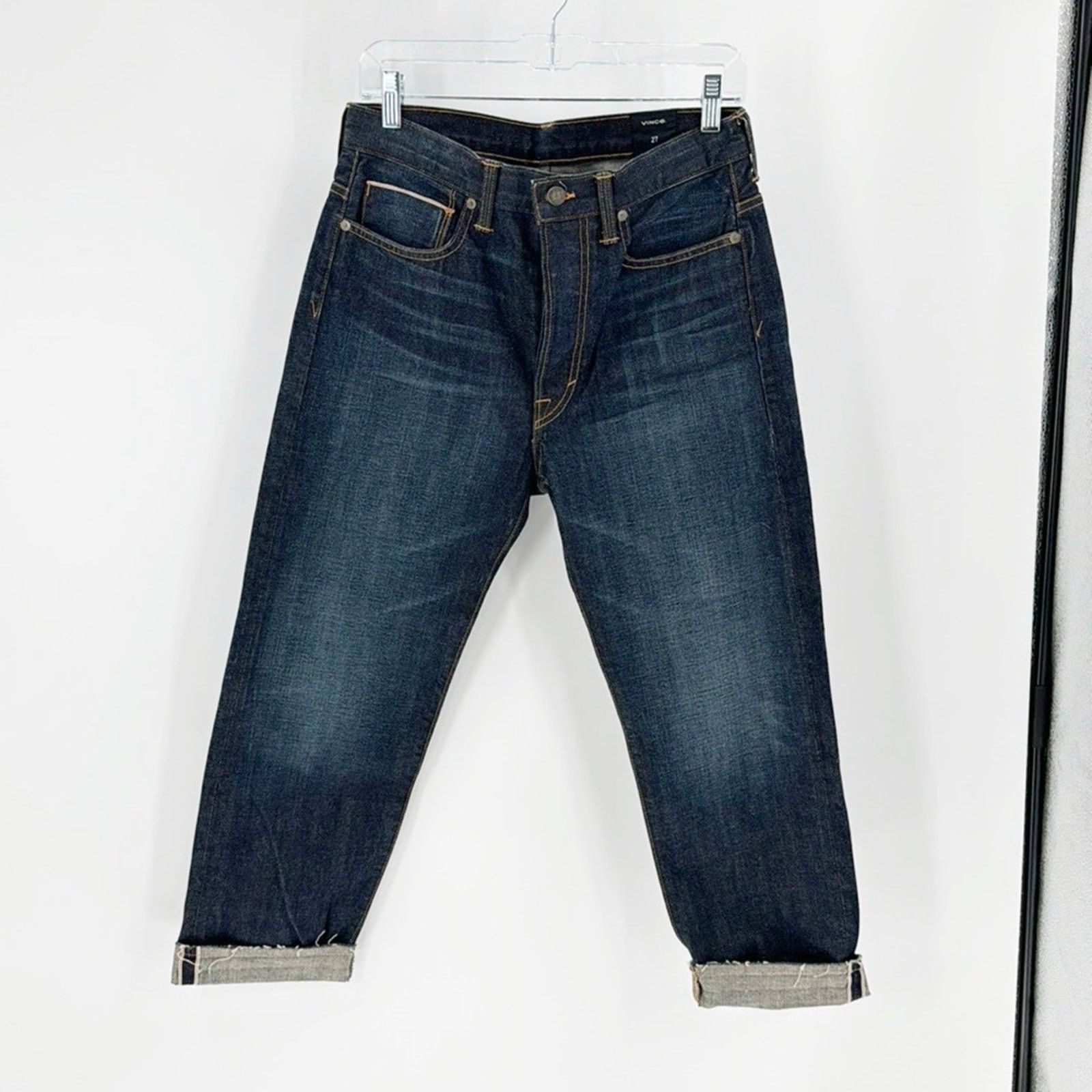 Vince Vince raw hem dark wash button fly jeans casual size 27 Size 27" / US 4 / IT 40 - 1 Thumbnail